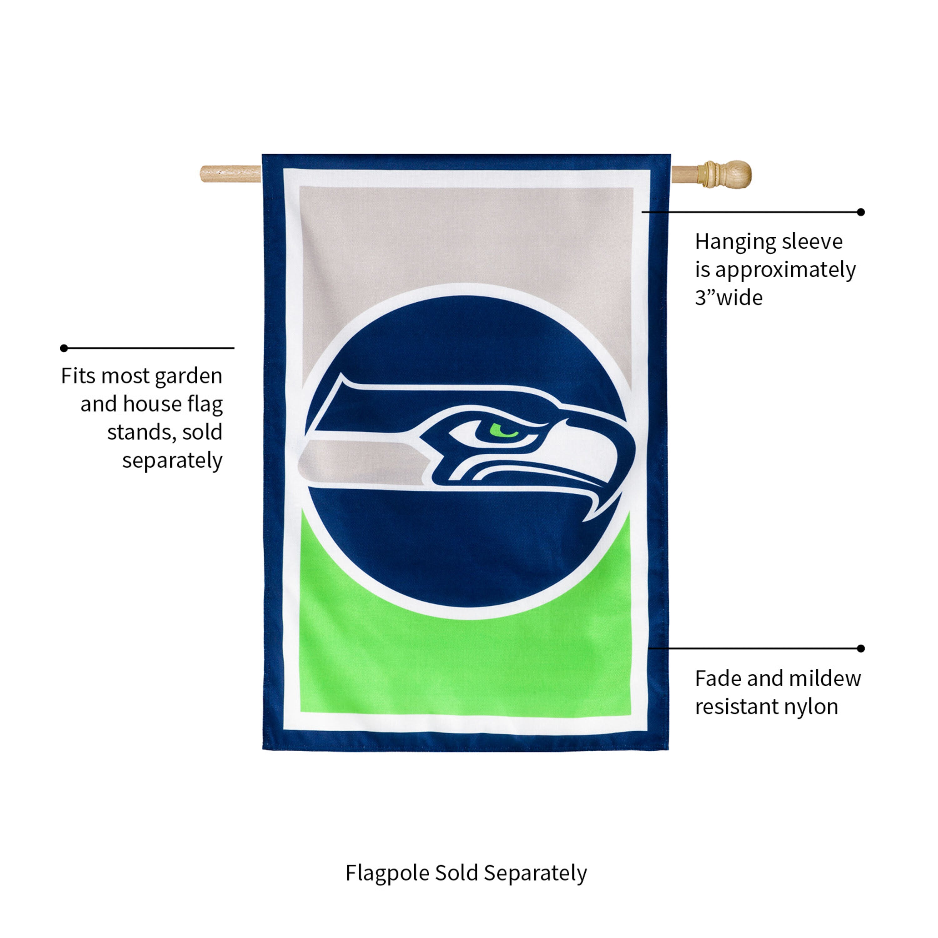 Flag, DS Burlap, Reg, Seattle Seahawks - Sports Gifts, Sports Memorabilia, Sports Collectibles, Fan Shop