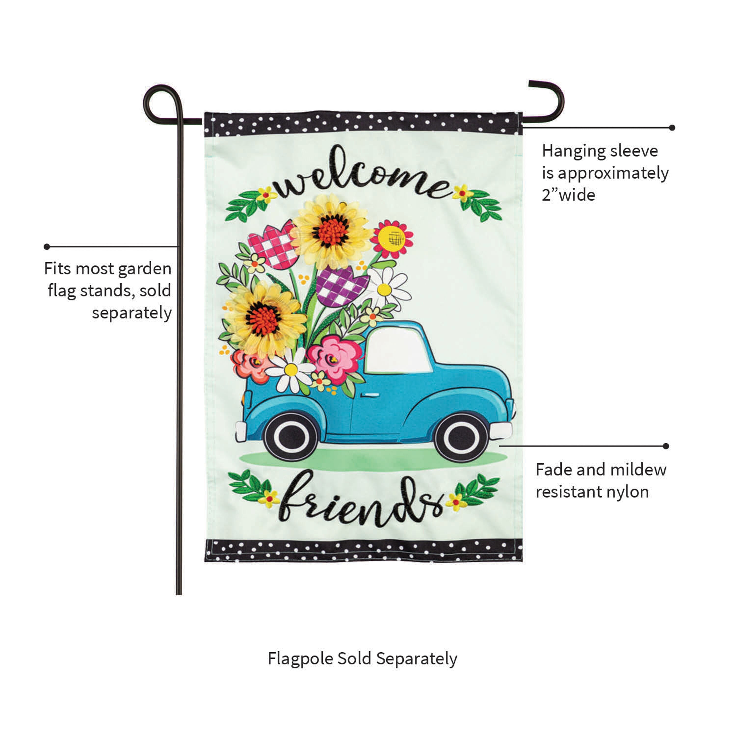 Flower Truck Linen Garden Flag