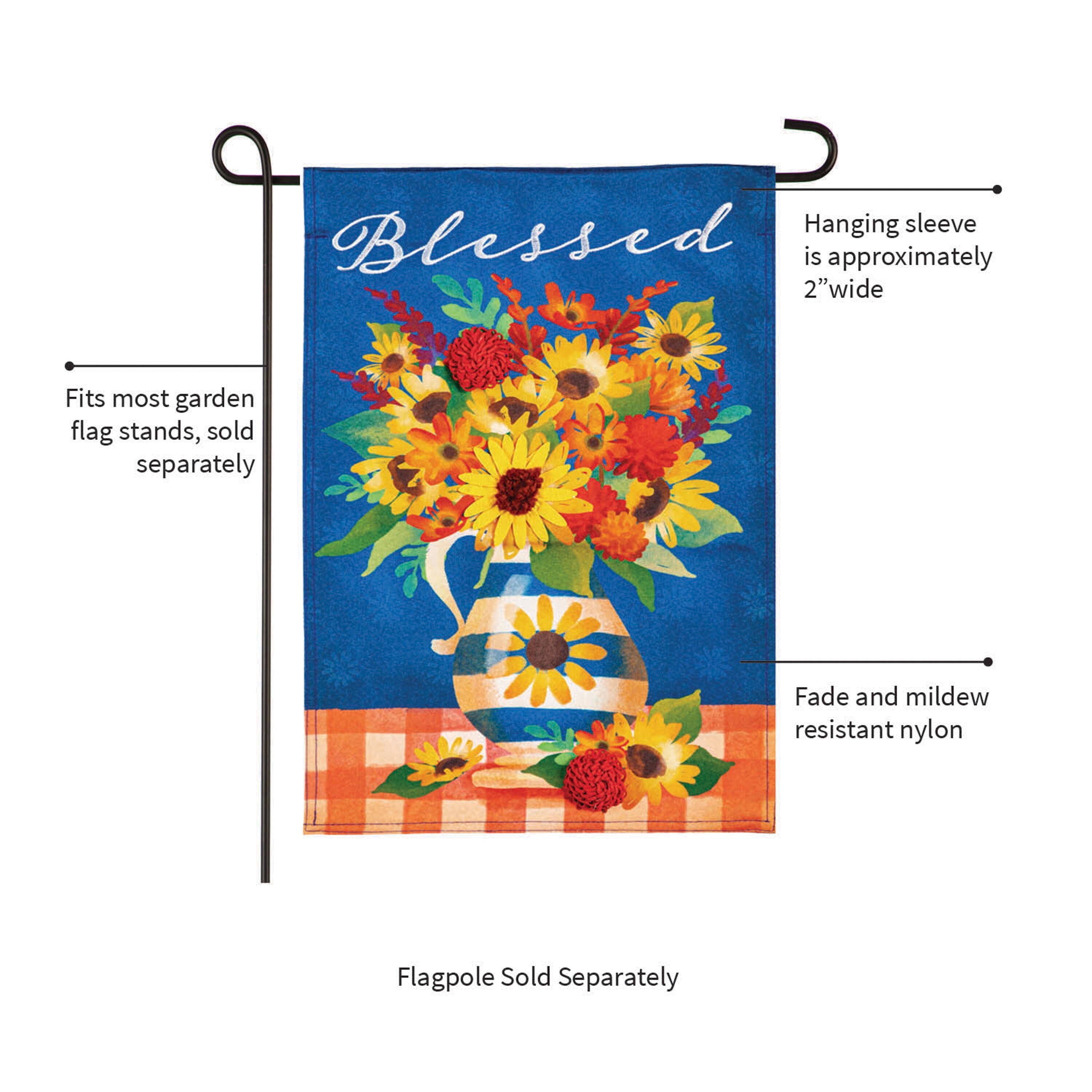 Blessed Floral Arrangement Garden Linen Flag