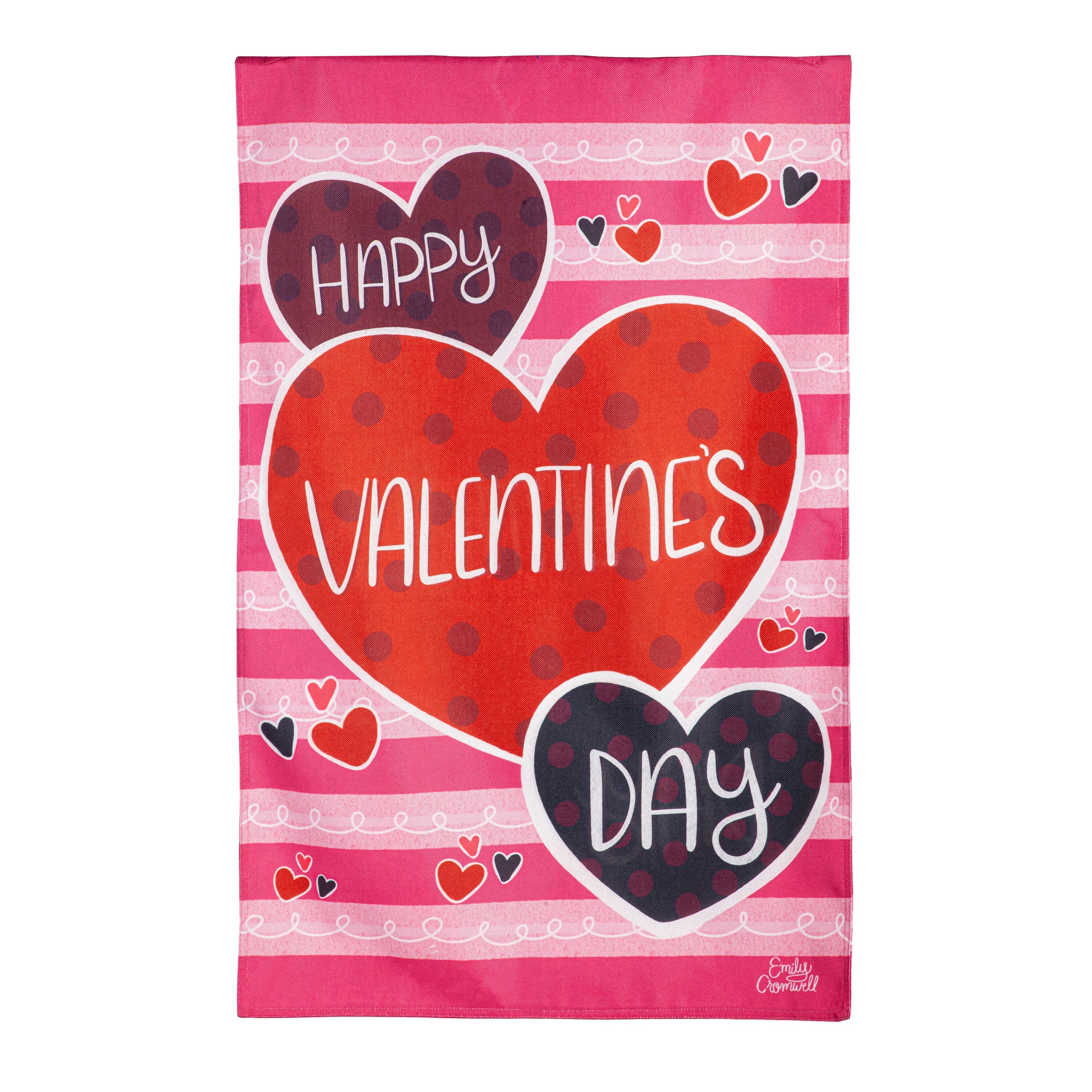 Happy Valentine's Day Hearts Burlap House Flag - Sports Gifts, Sports Memorabilia, Sports Collectibles, Fan Shop