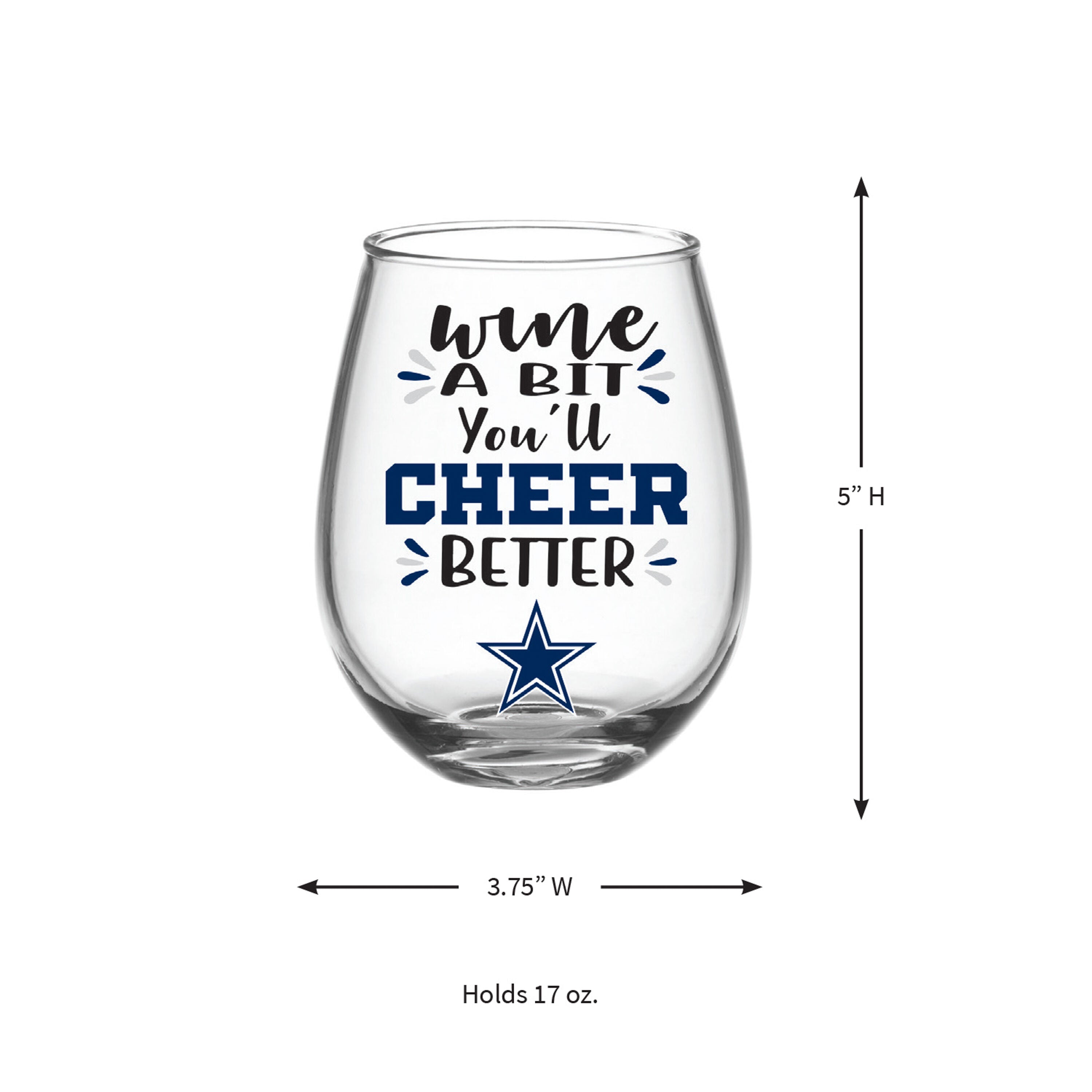 Dallas Cowboys, 17oz Boxed Stemless Wine - Sports Gifts, Sports Memorabilia, Sports Collectibles, Fan Shop