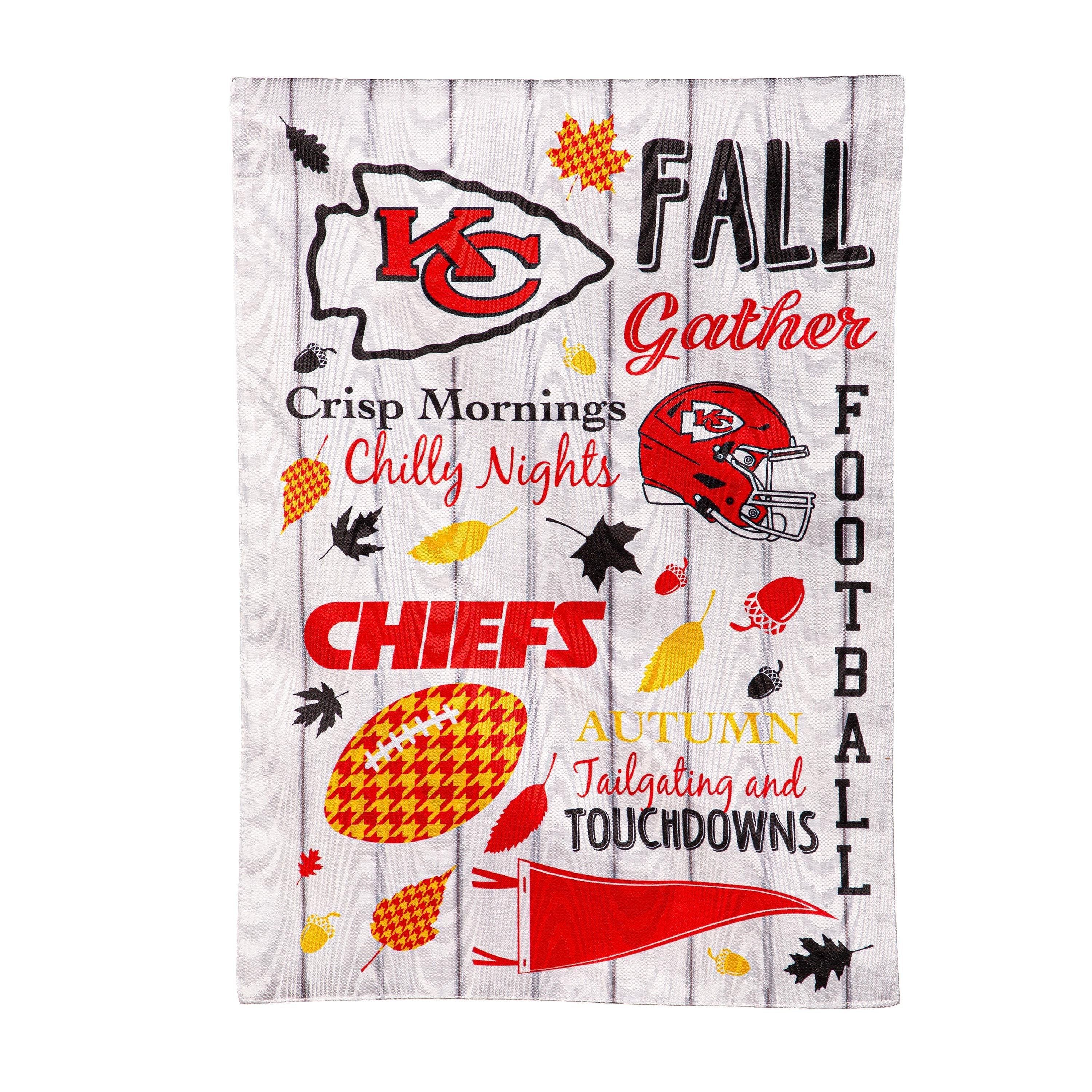 Kansas City Chiefs, Moire Flag, GDN, Fall Seasonal - Sports Gifts, Sports Memorabilia, Sports Collectibles, Fan Shop