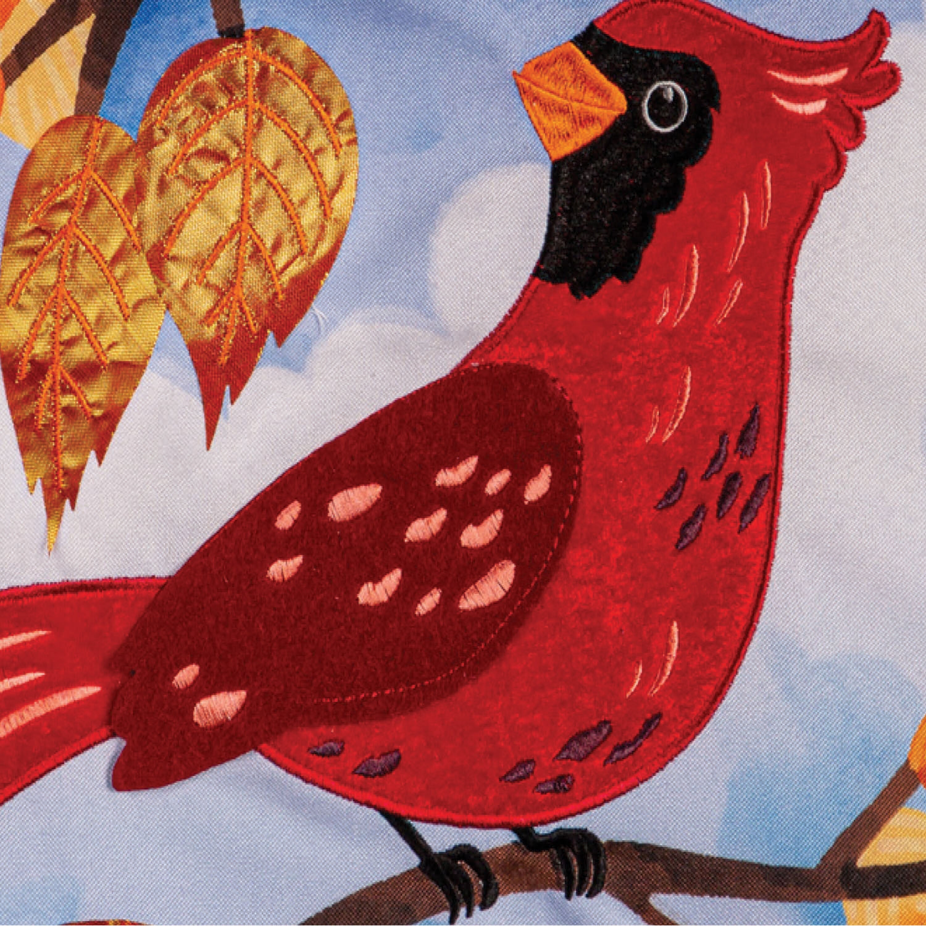 Cardinal in Fall Tree Applique Garden Flag