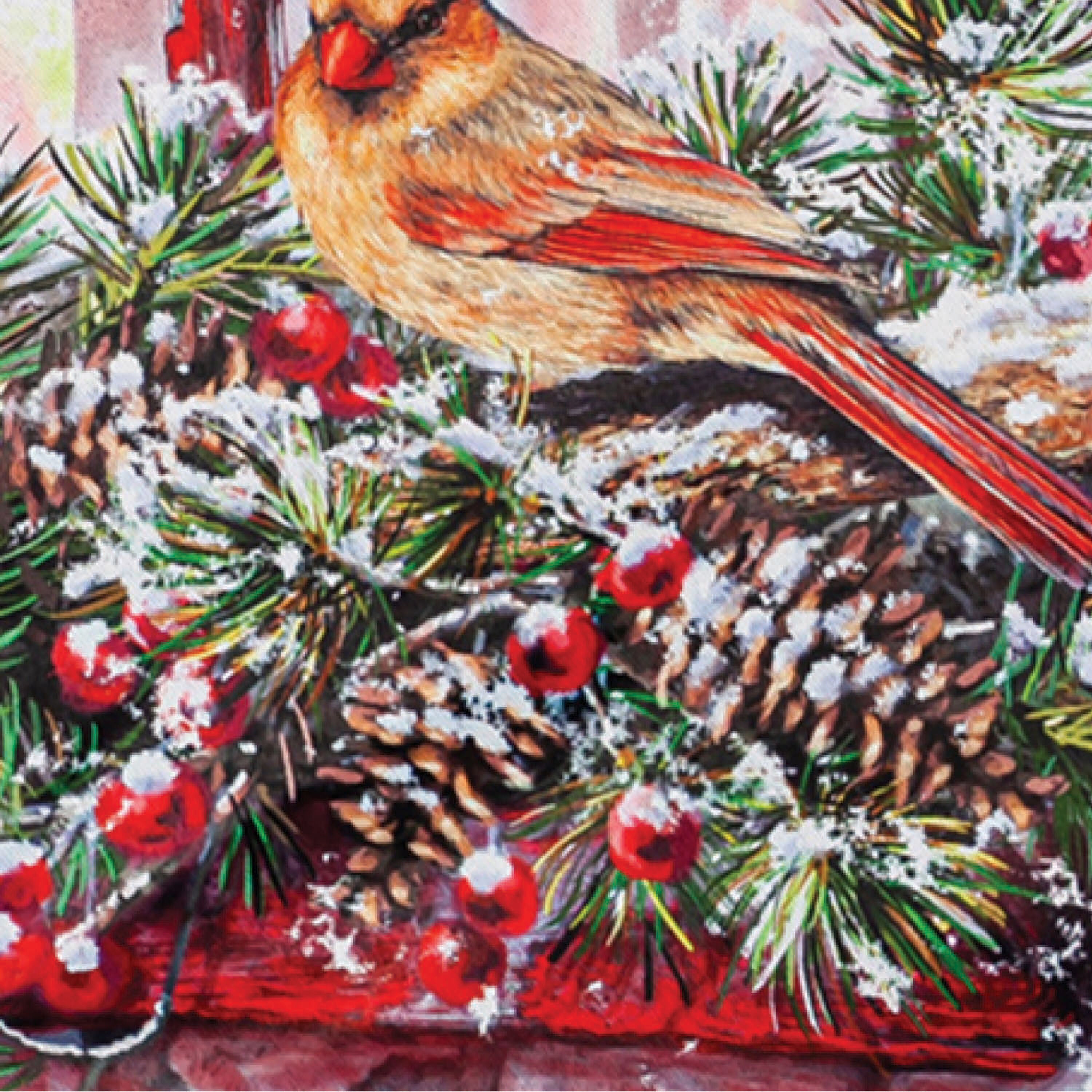 Cardinals in the Window Garden Suede Flag