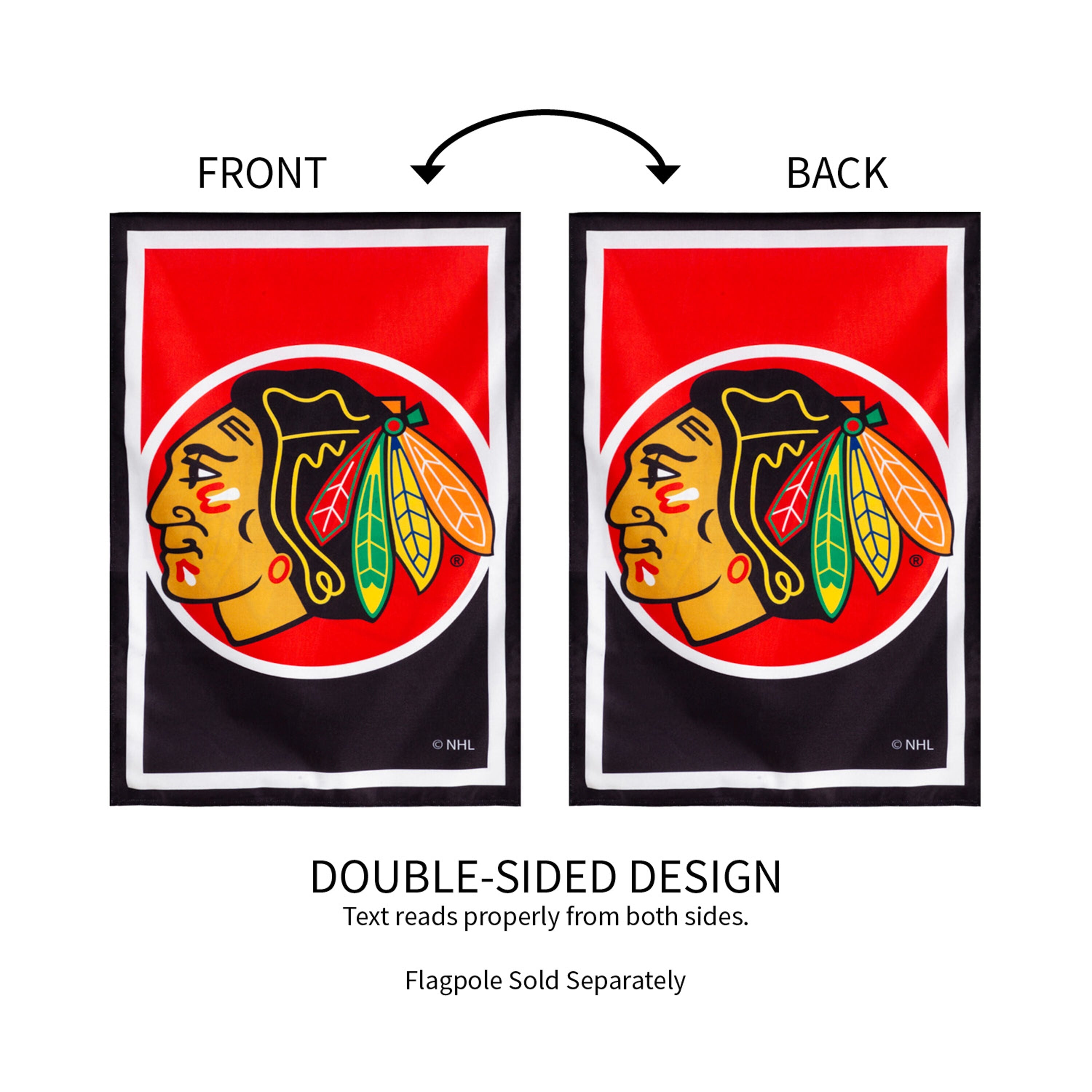 NHL Hockey Burlap House Flag, Chicago Blackhawks - Sports Gifts, Sports Memorabilia, Sports Collectibles, Fan Shop