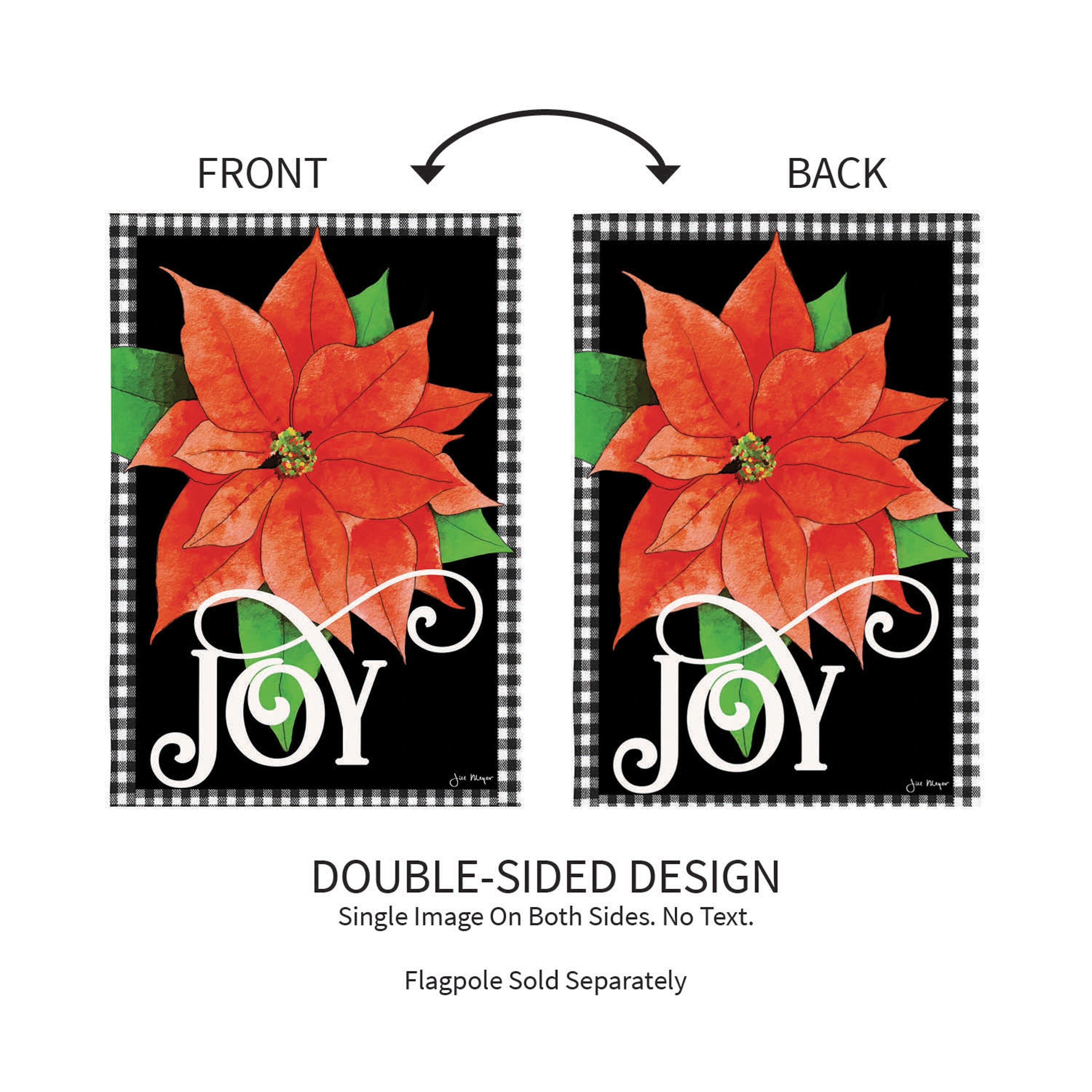 Joy Poinsettia Burlap Garden Flag - Sports Gifts, Sports Memorabilia, Sports Collectibles, Fan Shop