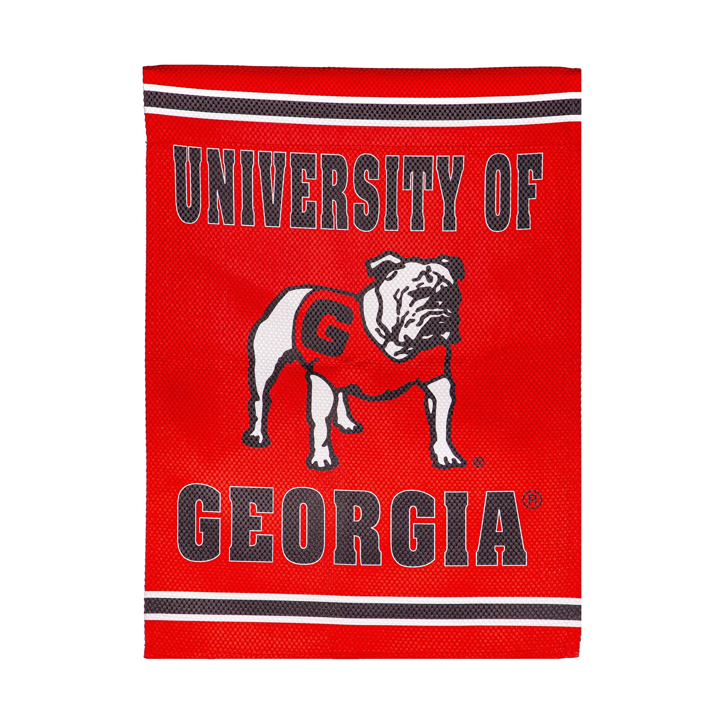 University of Georgia Alternate Bulldog Logo Embossed Suede Flag, Garden Size - Sports Gifts, Sports Memorabilia, Sports Collectibles, Fan Shop