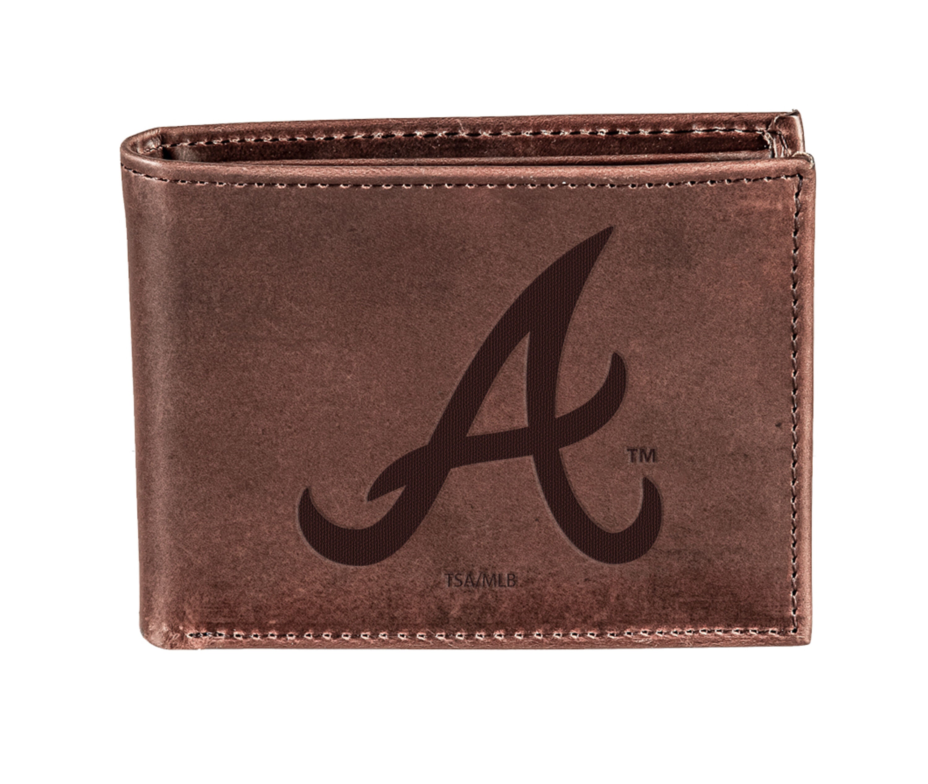 Atlanta Braves Bi-Fold Wallet Brown 100% Genuine Leather - Sports Gifts, Sports Memorabilia, Sports Collectibles, Fan Shop