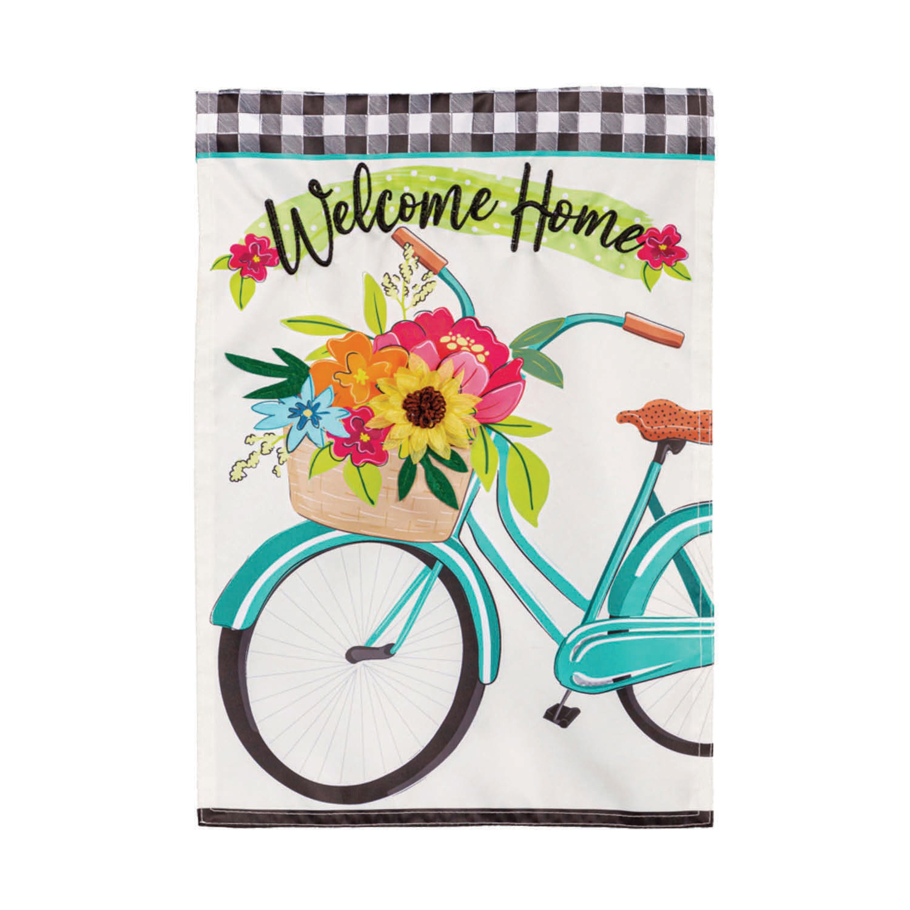 Welcome Home Bicycle Applique Garden Flag