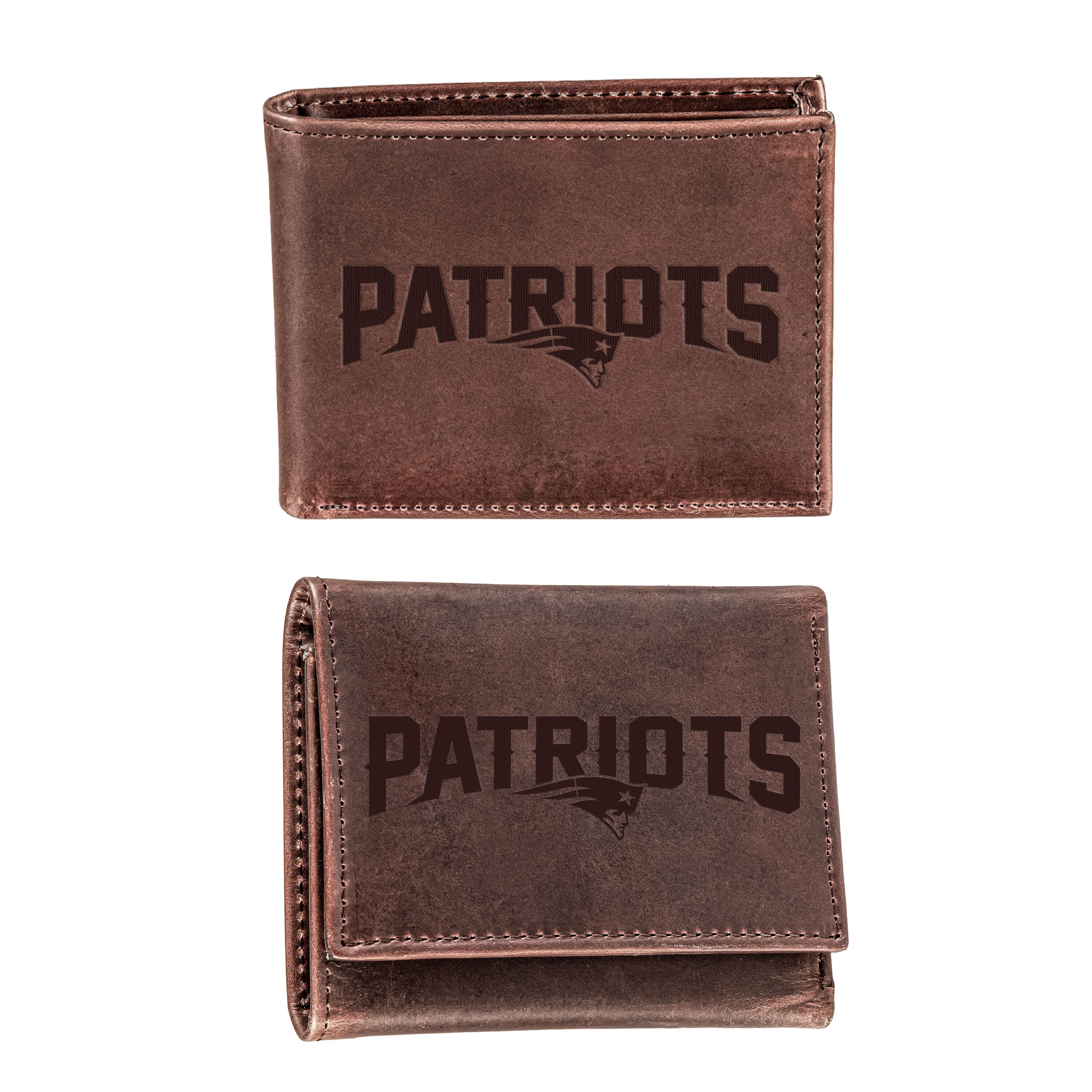 New England Patriots, Bi-Fold and Tri-Fold Wallet Gift Set, Brown - Sports Gifts, Sports Memorabilia, Sports Collectibles, Fan Shop
