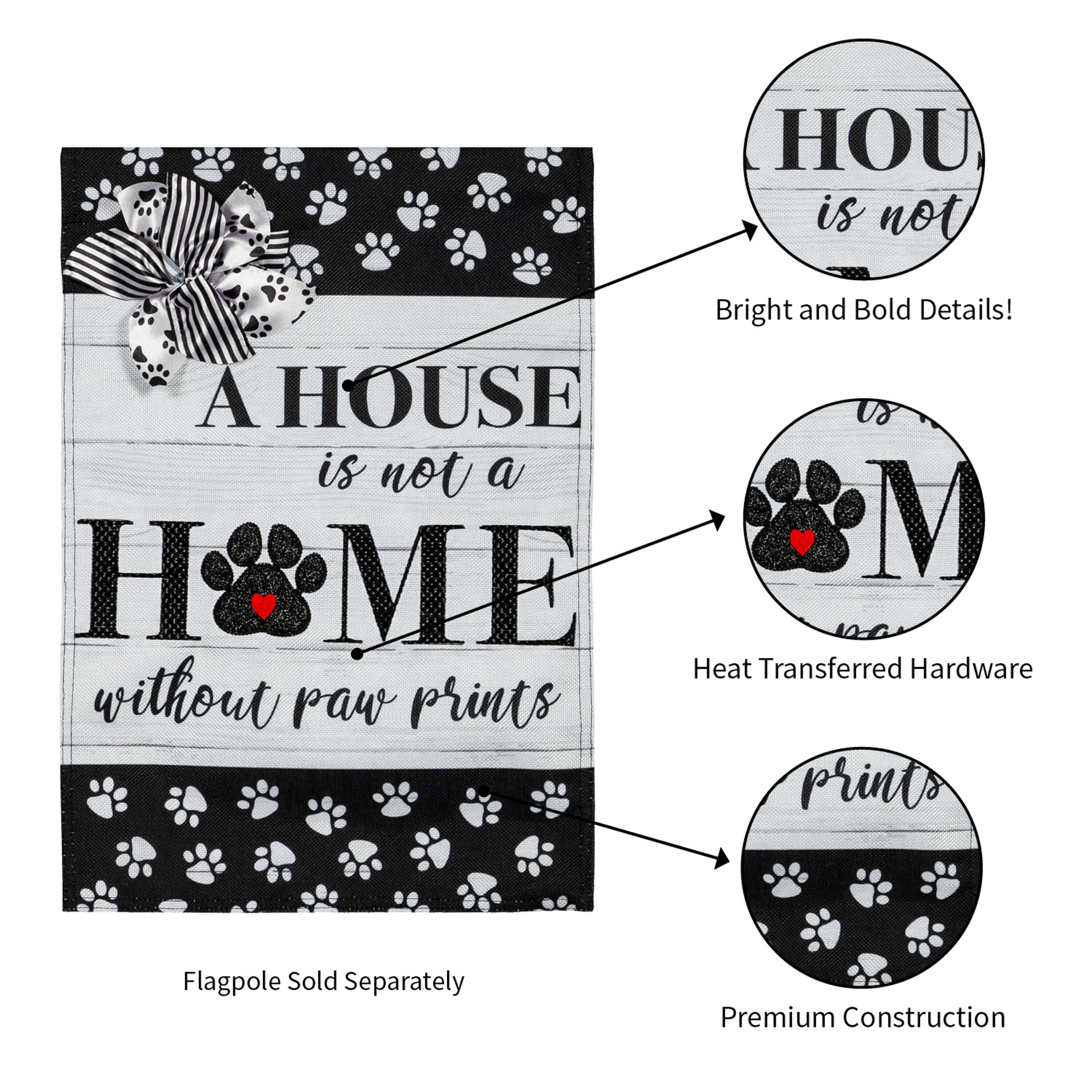 Paw Prints Garden Burlap Flag