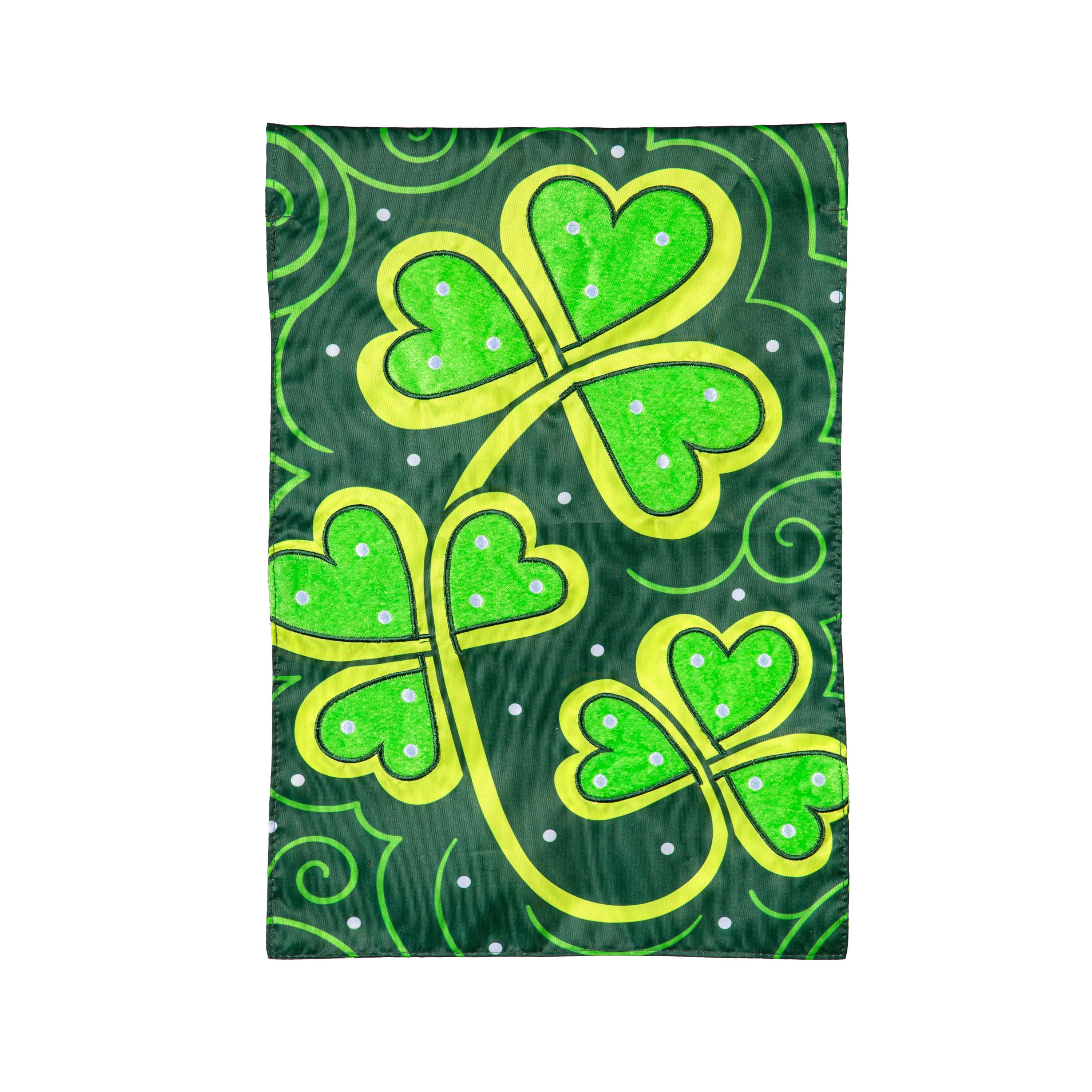 Lucky Clovers Applique Garden Flag - Sports Gifts, Sports Memorabilia, Sports Collectibles, Fan Shop
