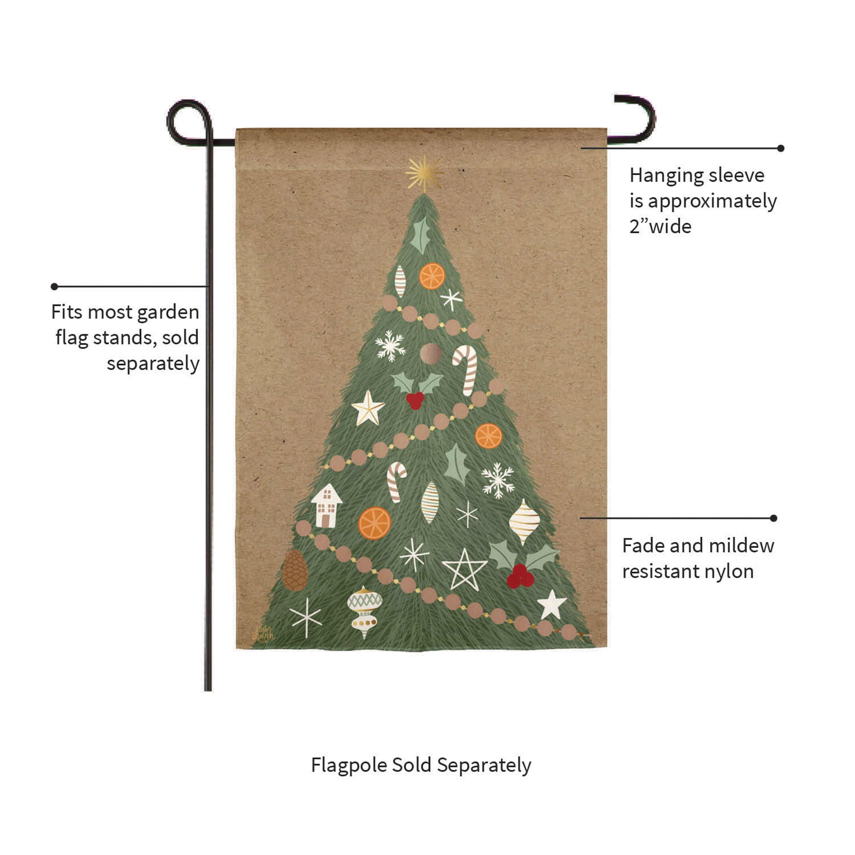 Holiday Wreath Reversible Burlap Garden Flag - Sports Gifts, Sports Memorabilia, Sports Collectibles, Fan Shop