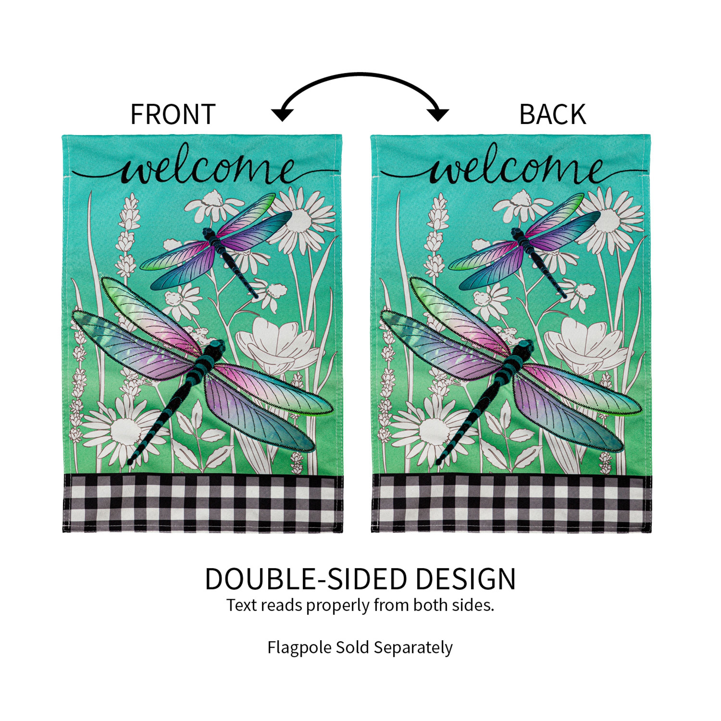Dragonflies and Wildflowers Garden Linen Flag