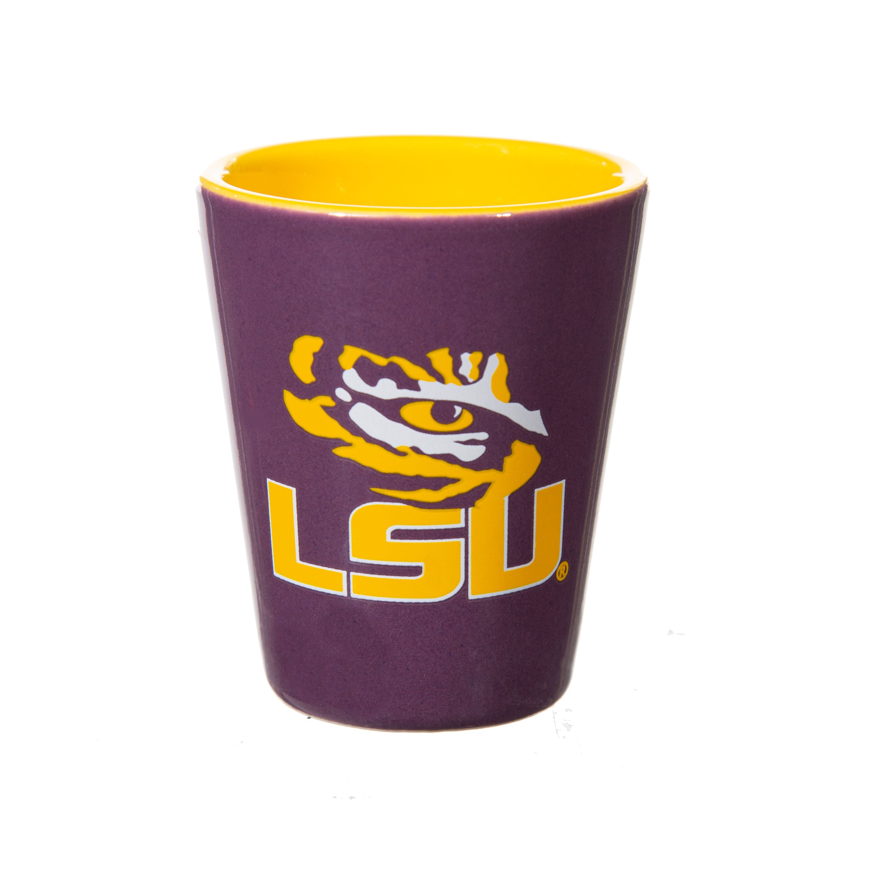 Louisiana State University 4-Piece Ceramic and Glass 2oz. Shot Glass Set - Sports Gifts, Sports Memorabilia, Sports Collectibles, Fan Shop