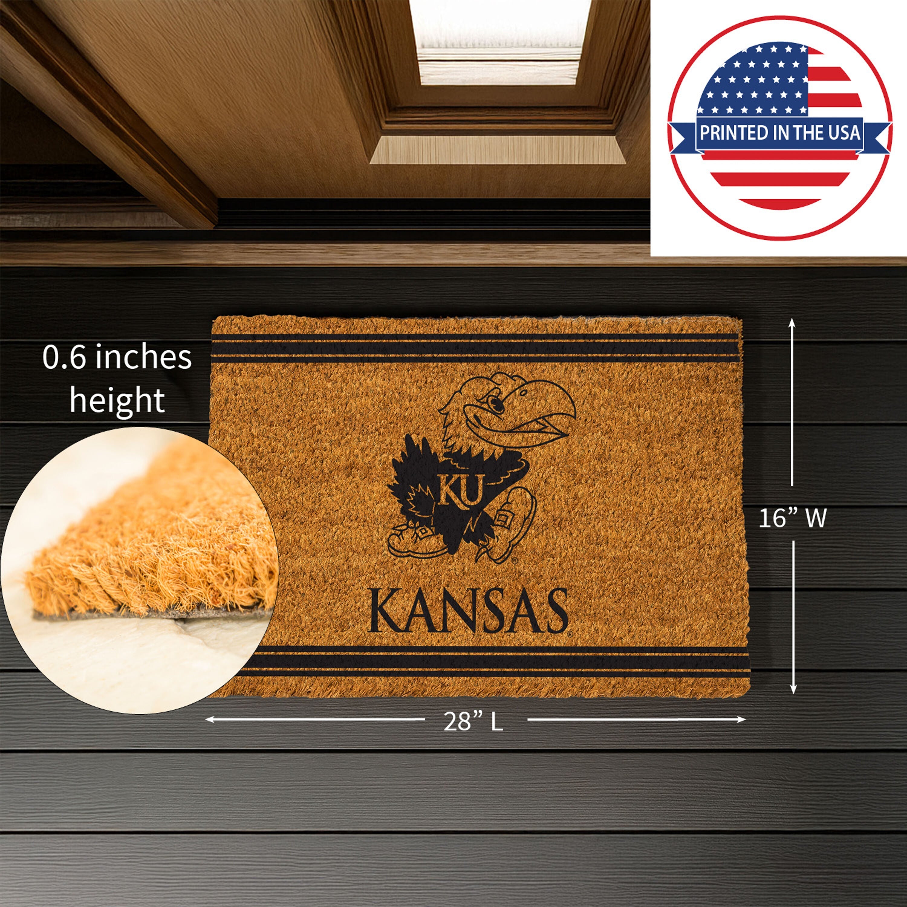 University of Kansas, Coir Mat 1C - Sports Gifts, Sports Memorabilia, Sports Collectibles, Fan Shop