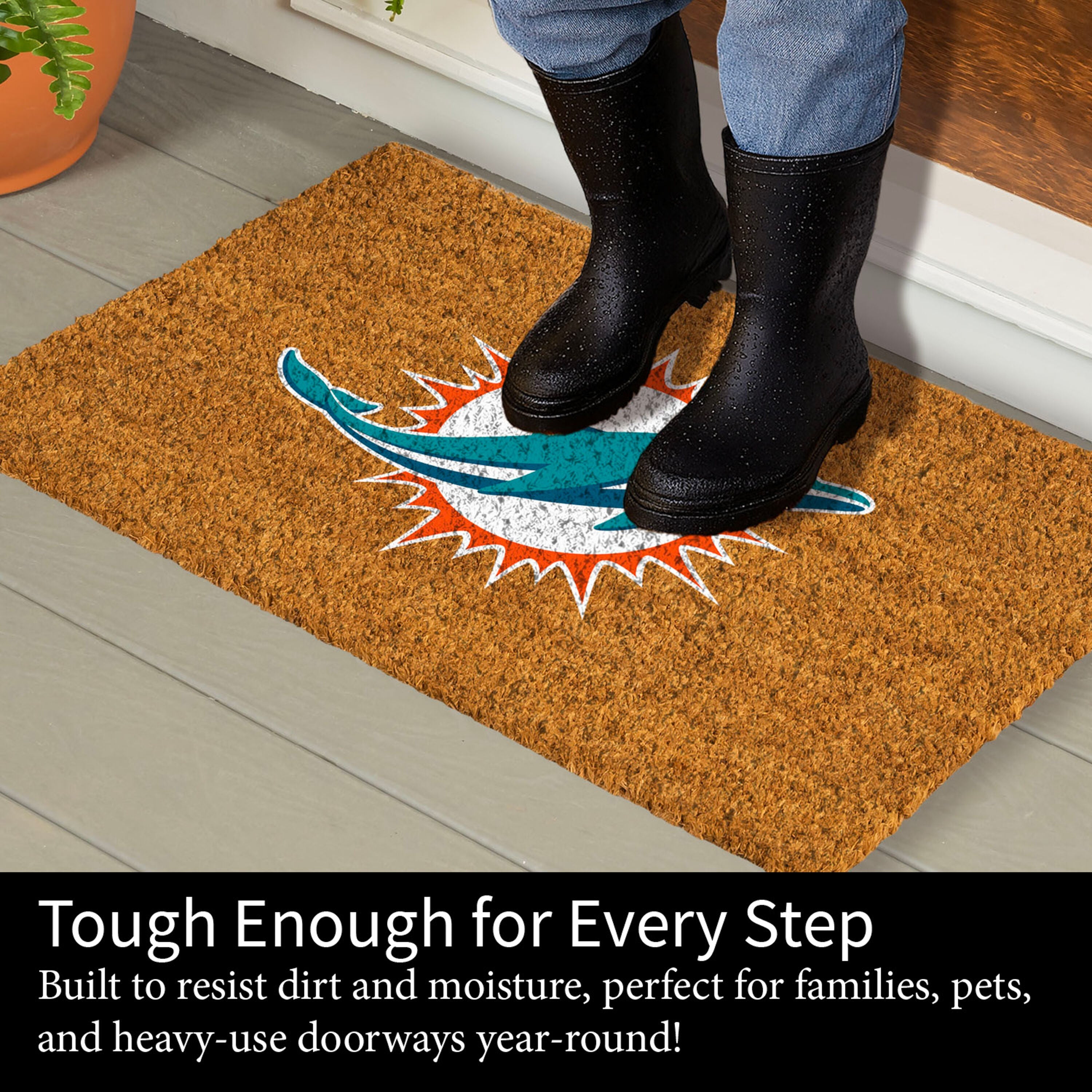 Coir Mat, 16"x28", Miami Dolphins - Sports Gifts, Sports Memorabilia, Sports Collectibles, Fan Shop