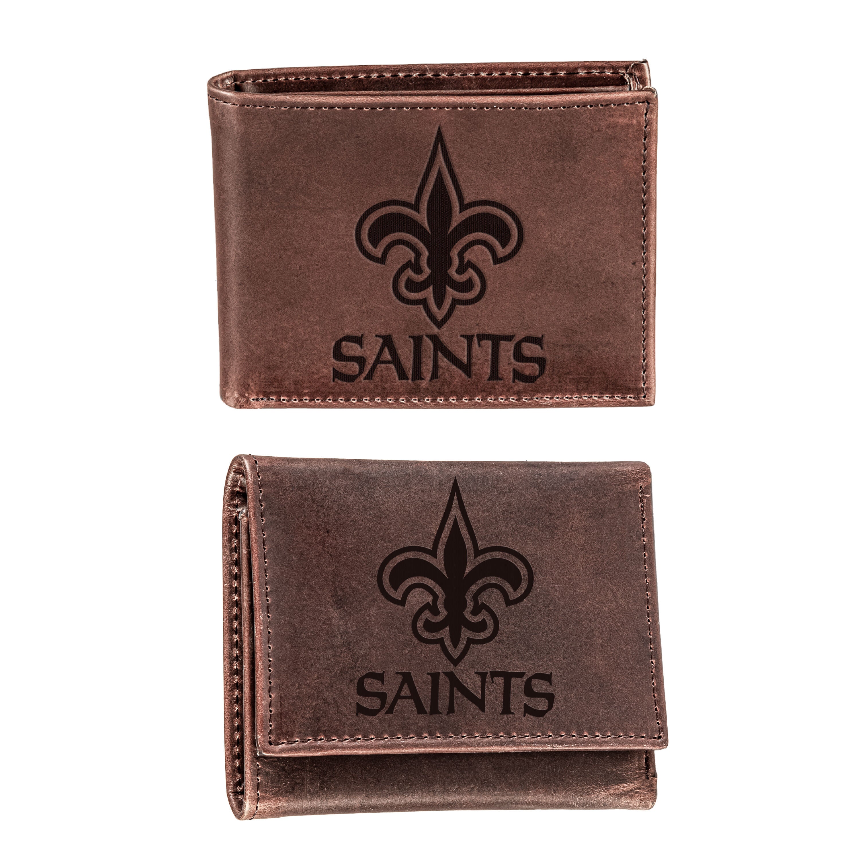 New Orleans Saints, Bi-Fold and Tri-Fold Wallet Gift Set, Brown - Sports Gifts, Sports Memorabilia, Sports Collectibles, Fan Shop
