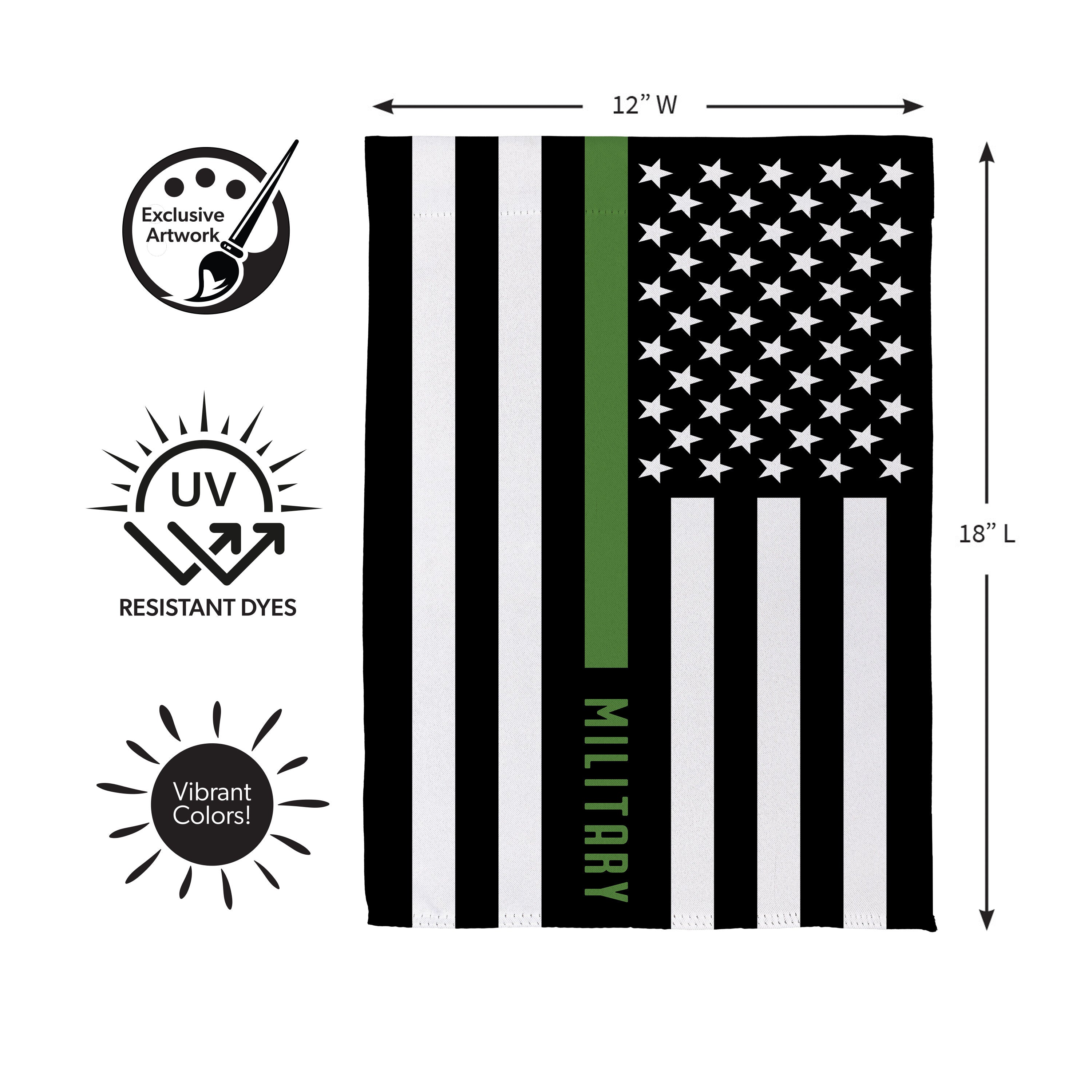 Military Thin Green Line Garden Suede Flag