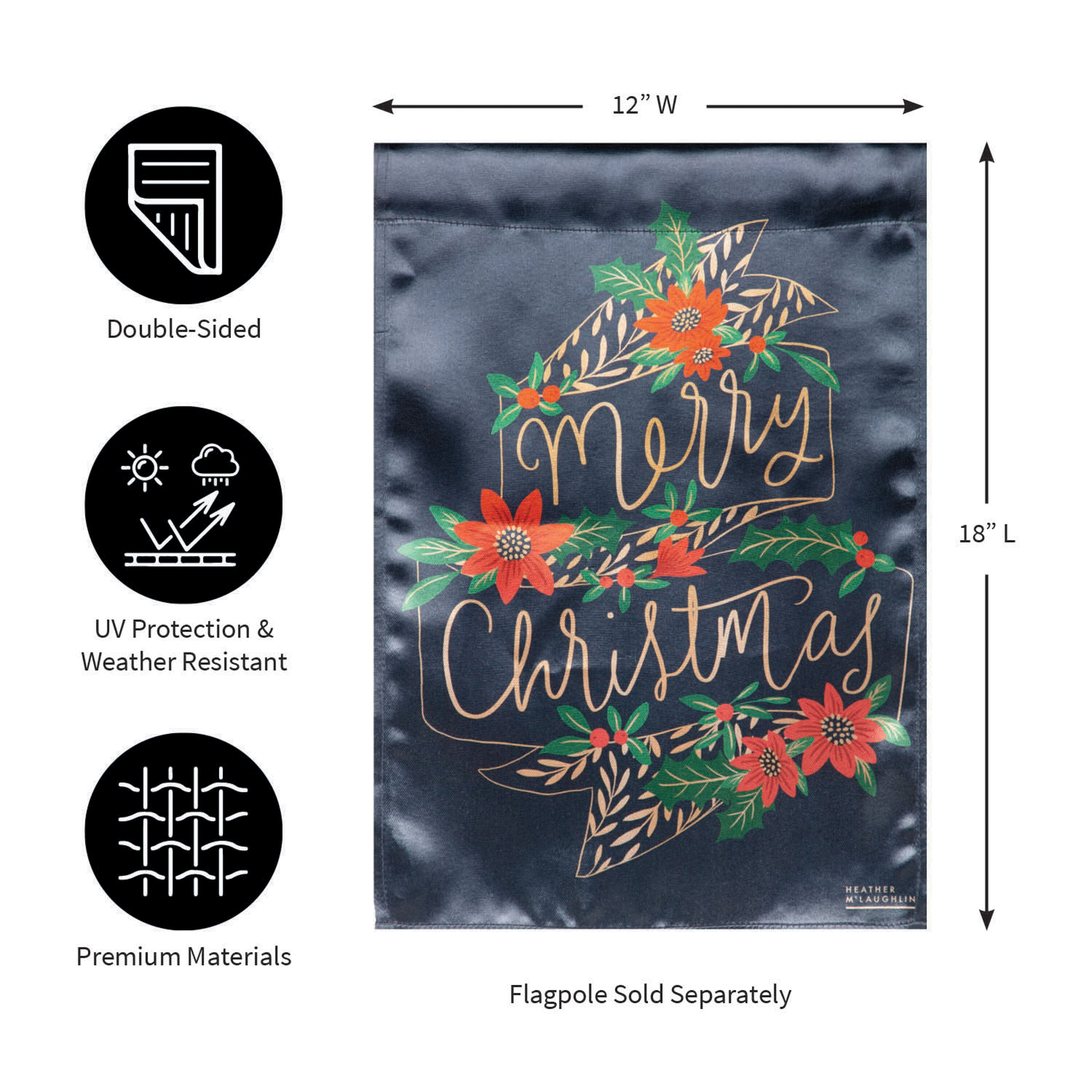 Merry Christmas Lustre Garden Flag - Sports Gifts, Sports Memorabilia, Sports Collectibles, Fan Shop