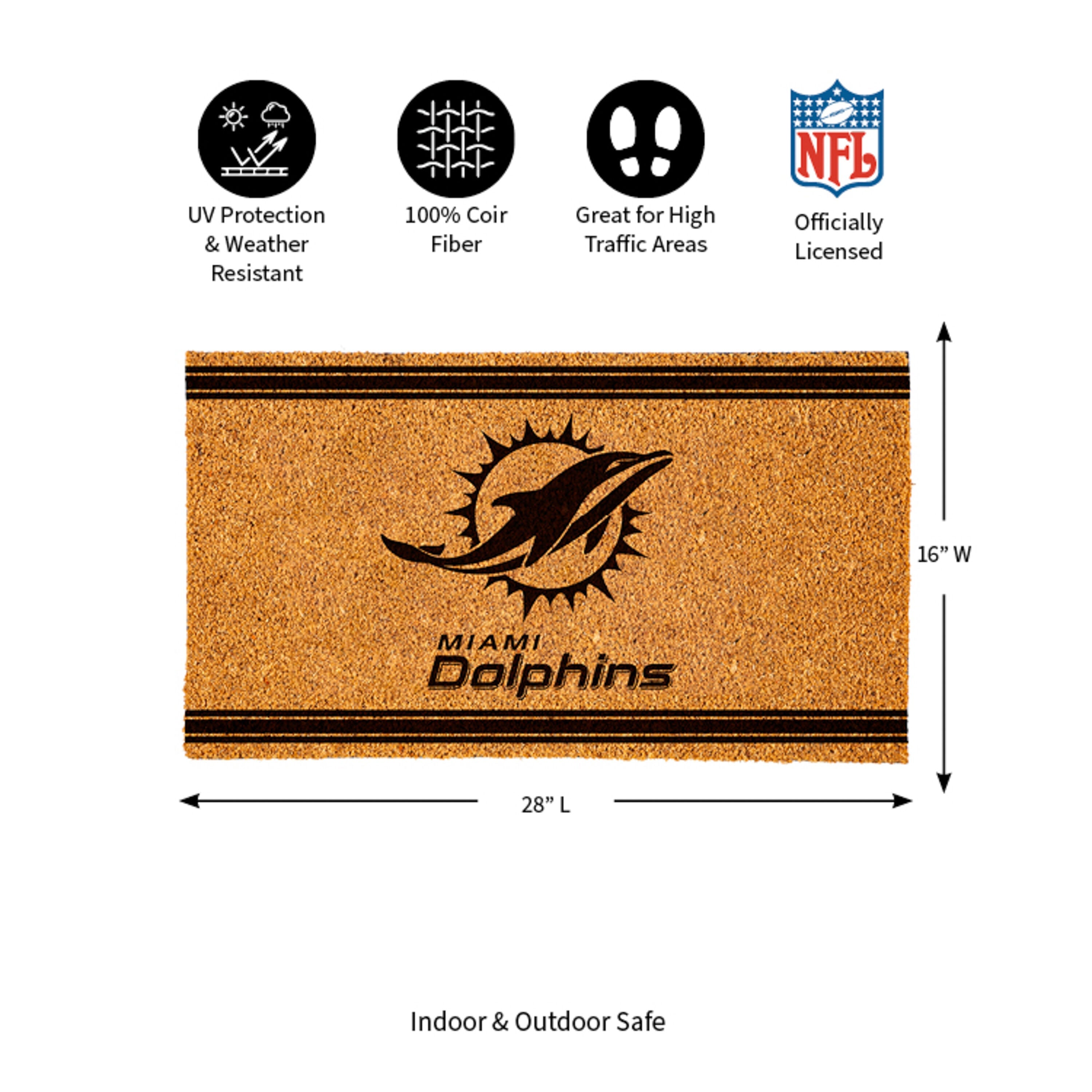Miami Dolphins, Coir Mat 1C - Sports Gifts, Sports Memorabilia, Sports Collectibles, Fan Shop