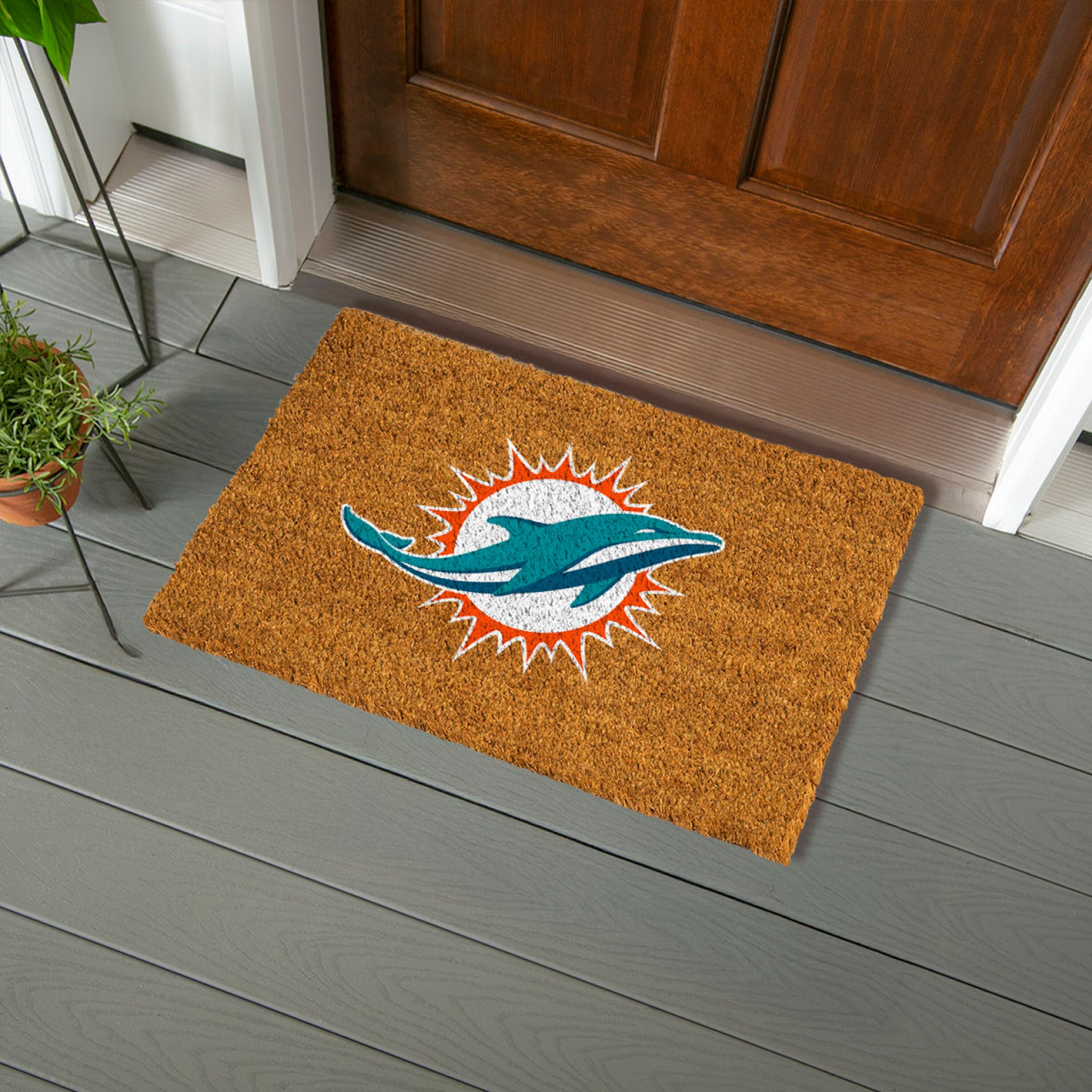 Coir Mat, 16"x28", Miami Dolphins - Sports Gifts, Sports Memorabilia, Sports Collectibles, Fan Shop