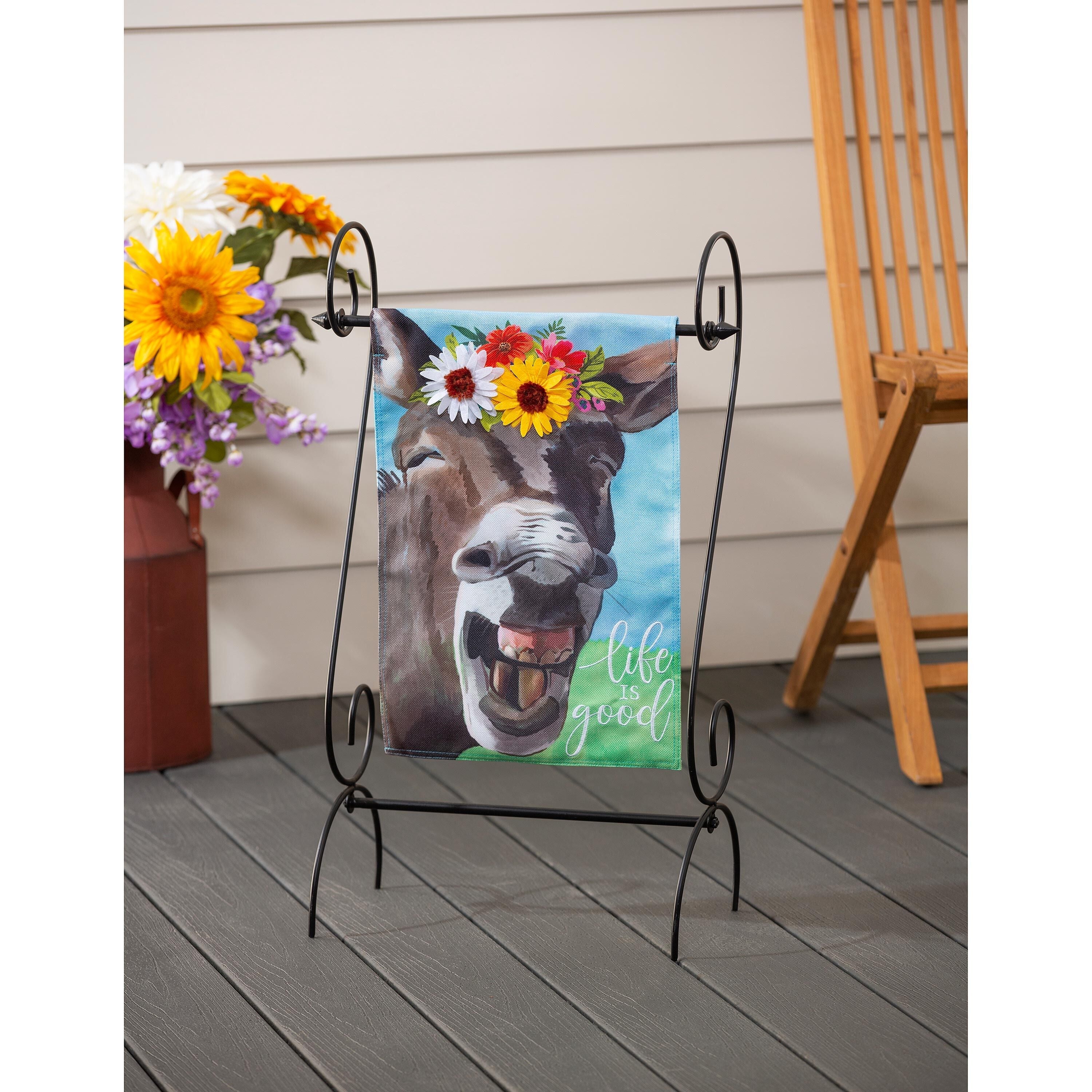 Donkey Friend Garden Burlap Flag