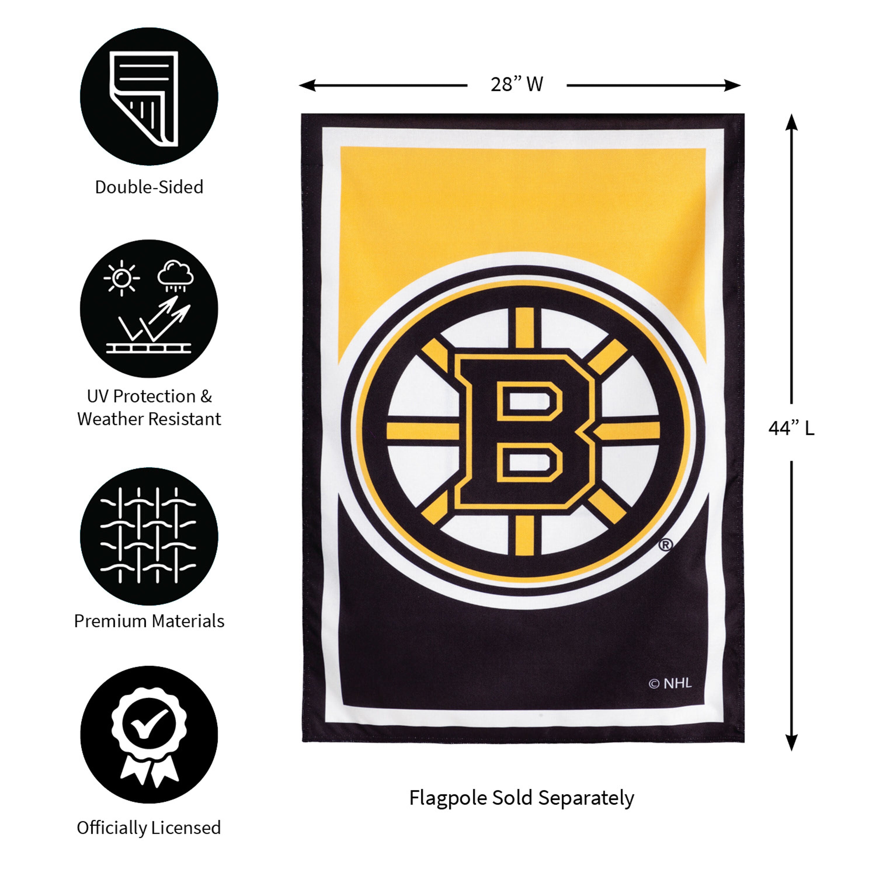 NHL Hockey Burlap House Flag, Boston Bruins - Sports Gifts, Sports Memorabilia, Sports Collectibles, Fan Shop