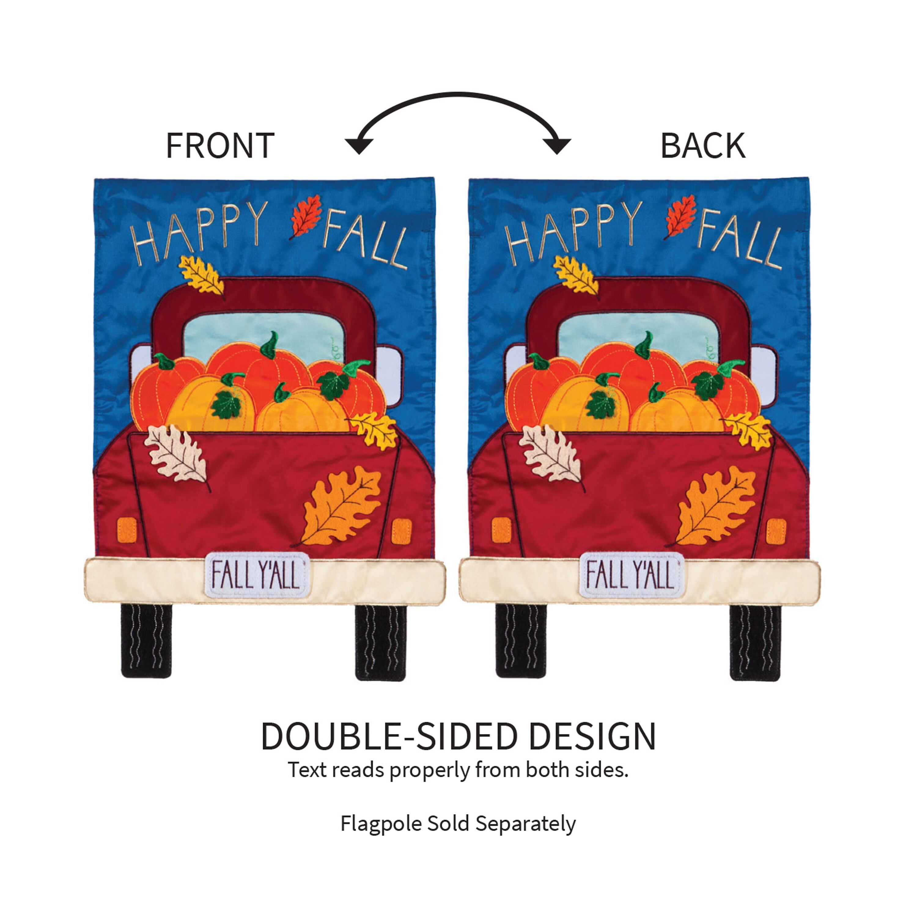 Happy Fall Pickup Truck Garden Applique Flag - Sports Gifts, Sports Memorabilia, Sports Collectibles, Fan Shop