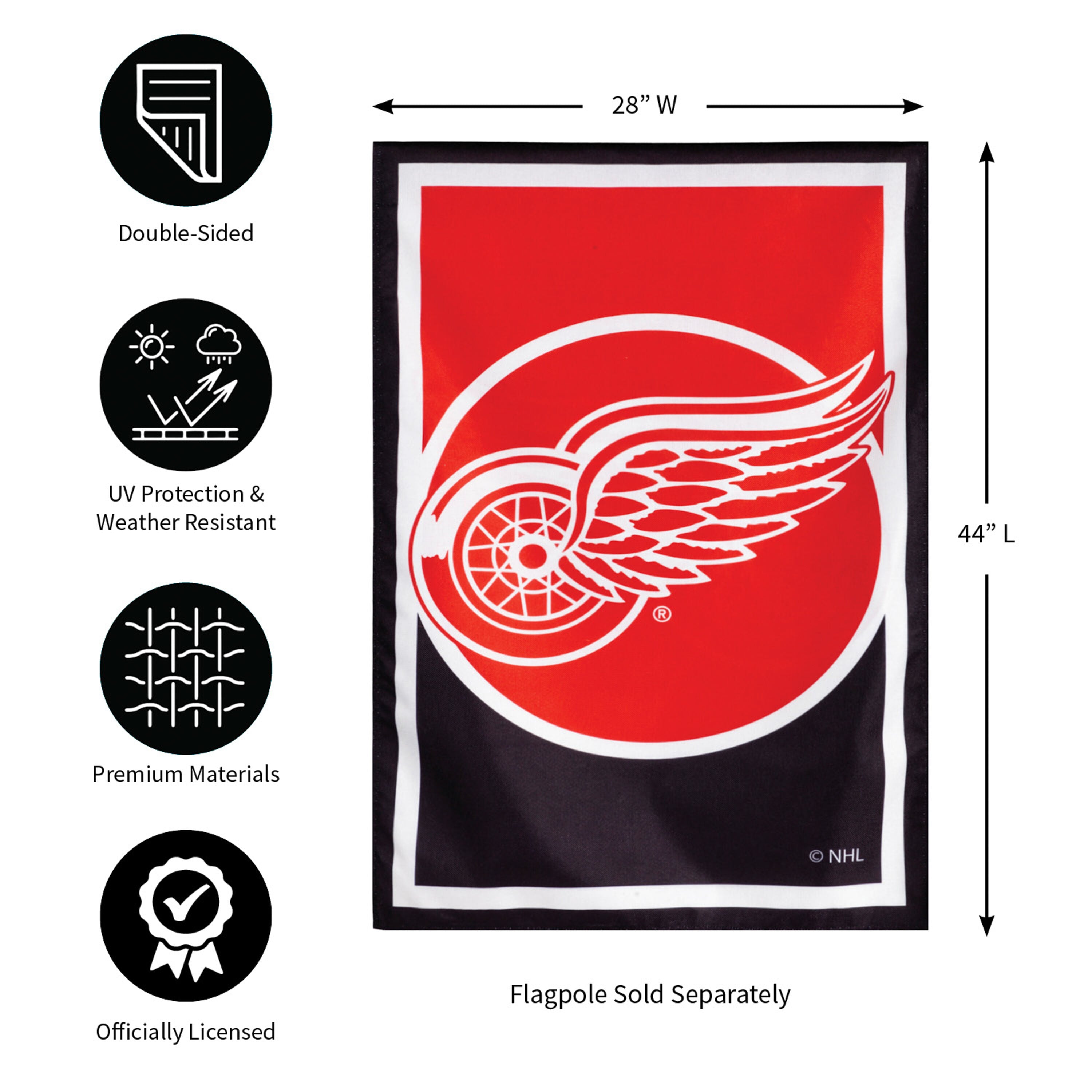 NHL Hockey Burlap House Flag, Detroit Red Wings - Sports Gifts, Sports Memorabilia, Sports Collectibles, Fan Shop