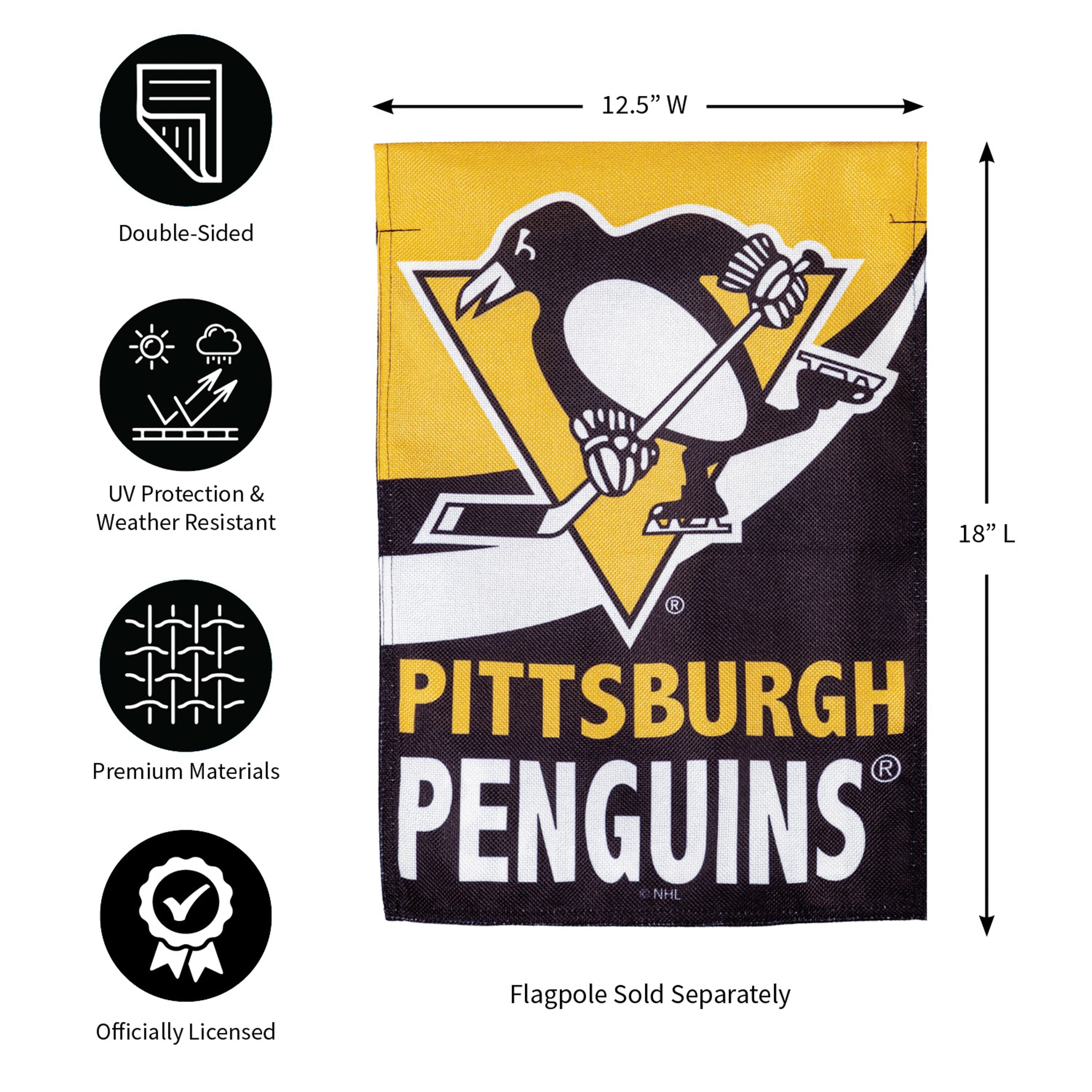 NHL Hockey Burlap Garden Flag, Pittsburgh Penguins - Sports Gifts, Sports Memorabilia, Sports Collectibles, Fan Shop