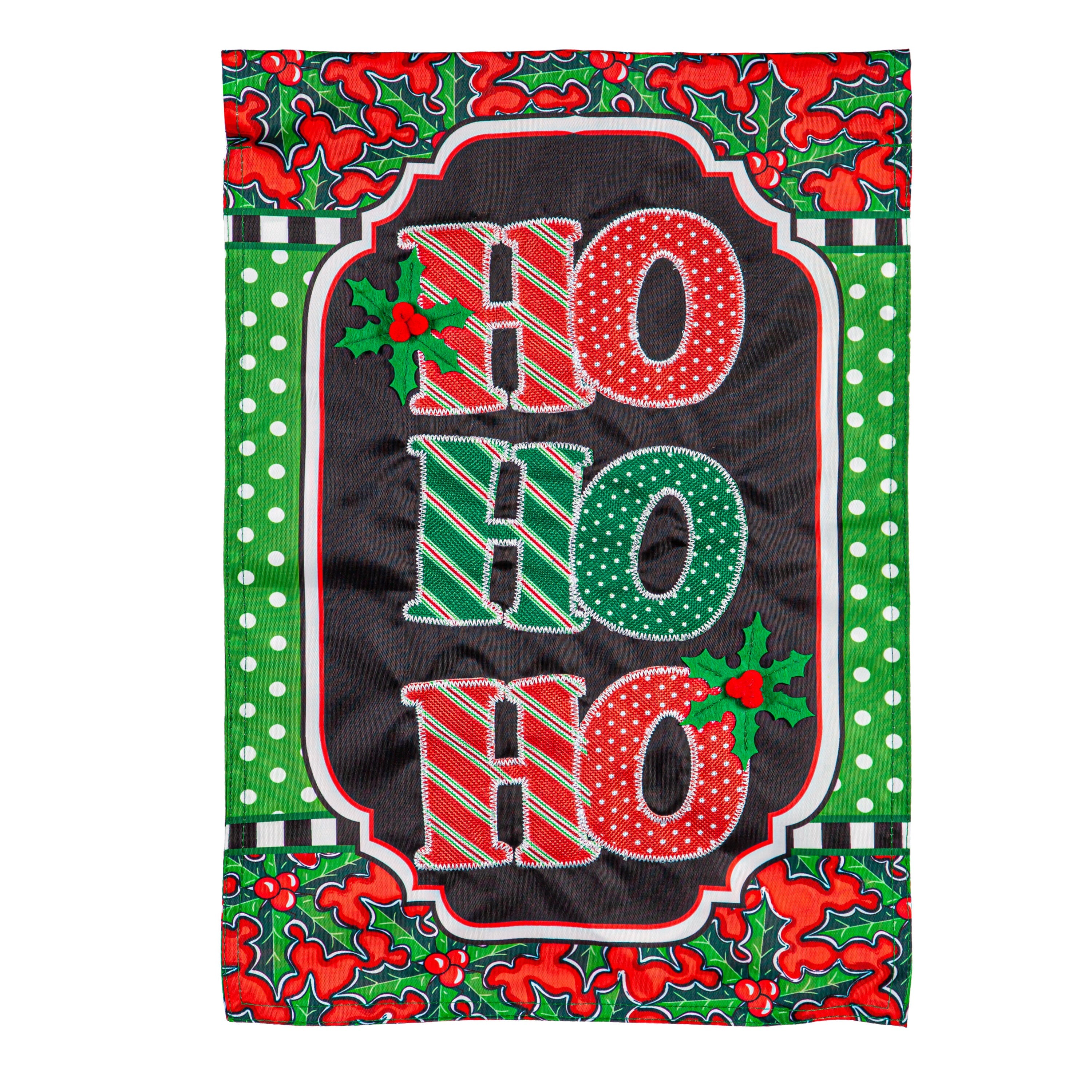 Ho Ho Ho Applique Garden Flag - Sports Gifts, Sports Memorabilia, Sports Collectibles, Fan Shop