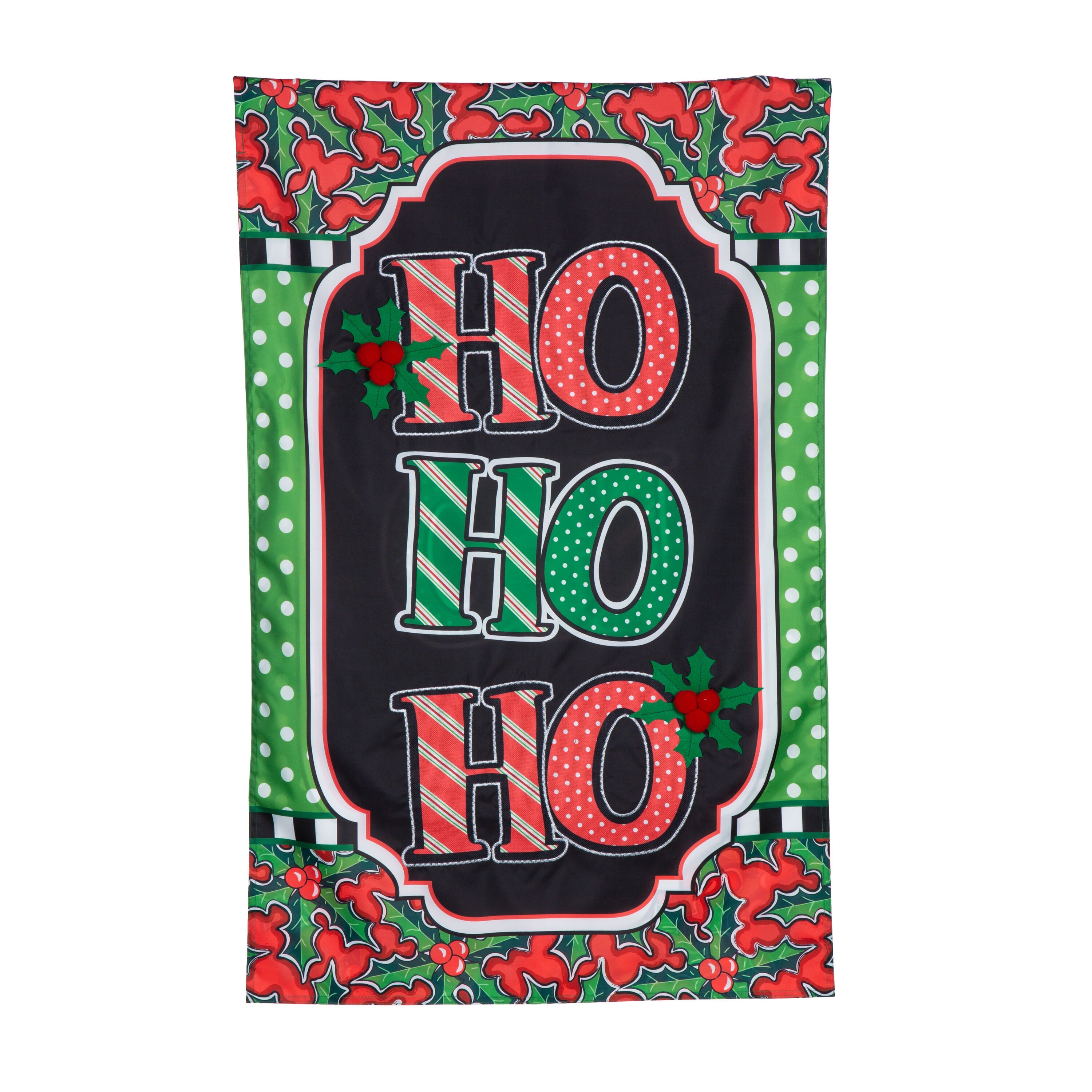 Ho Ho Ho Applique House Flag - Sports Gifts, Sports Memorabilia, Sports Collectibles, Fan Shop