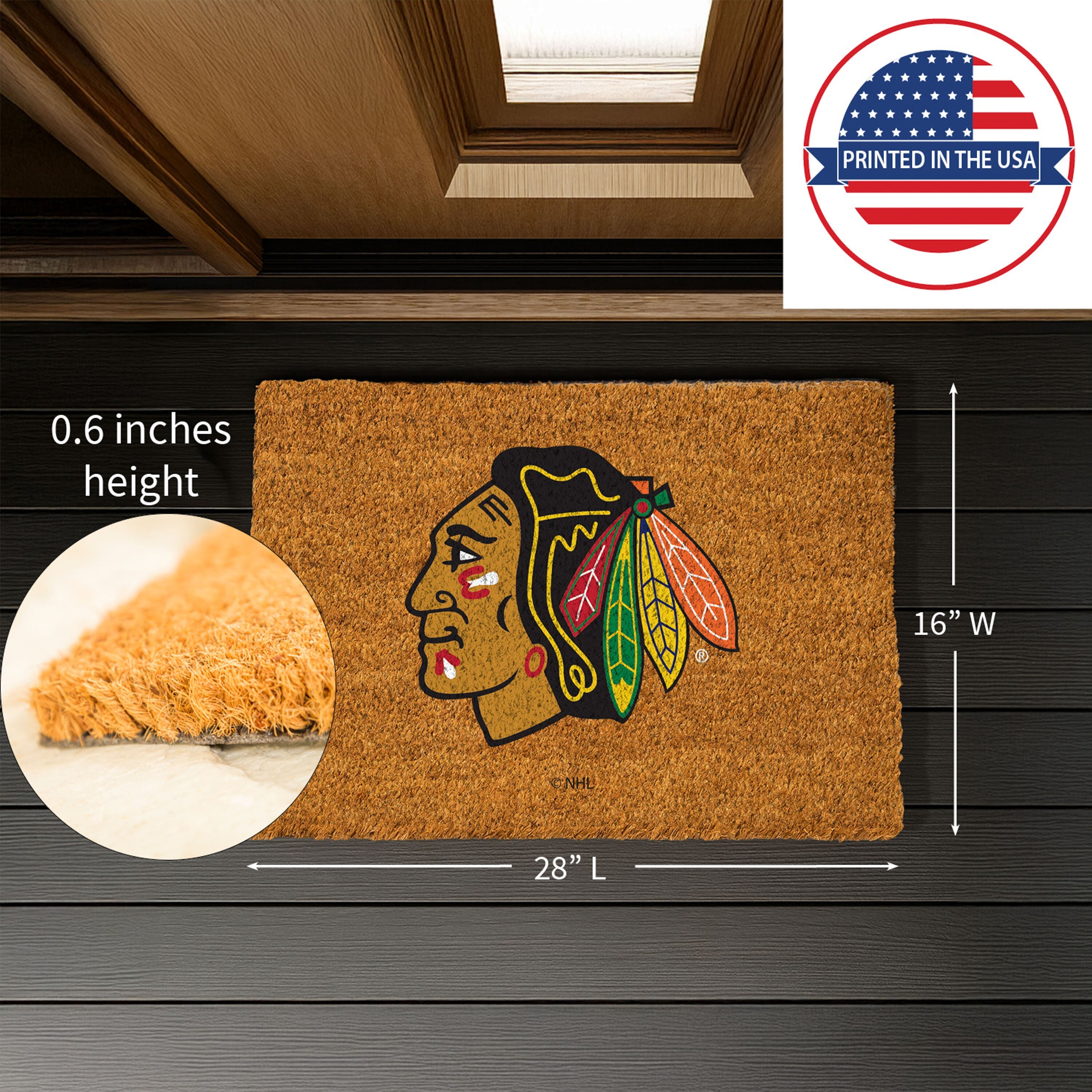 Coir Mat, 16"x28", Chicago Blackhawks - Sports Gifts, Sports Memorabilia, Sports Collectibles, Fan Shop