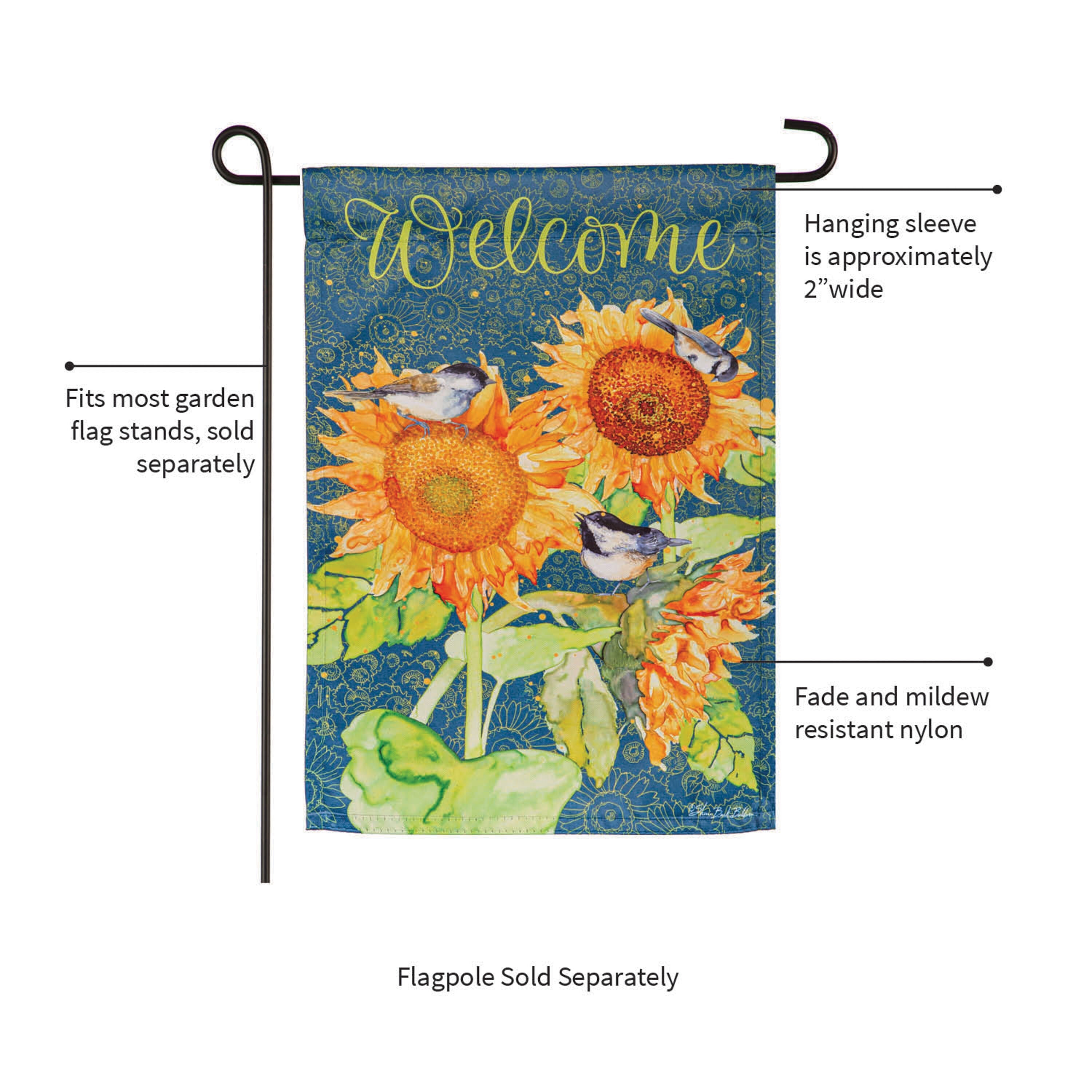 Sunflowers and Birdies Suede Garden Flag - Sports Gifts, Sports Memorabilia, Sports Collectibles, Fan Shop