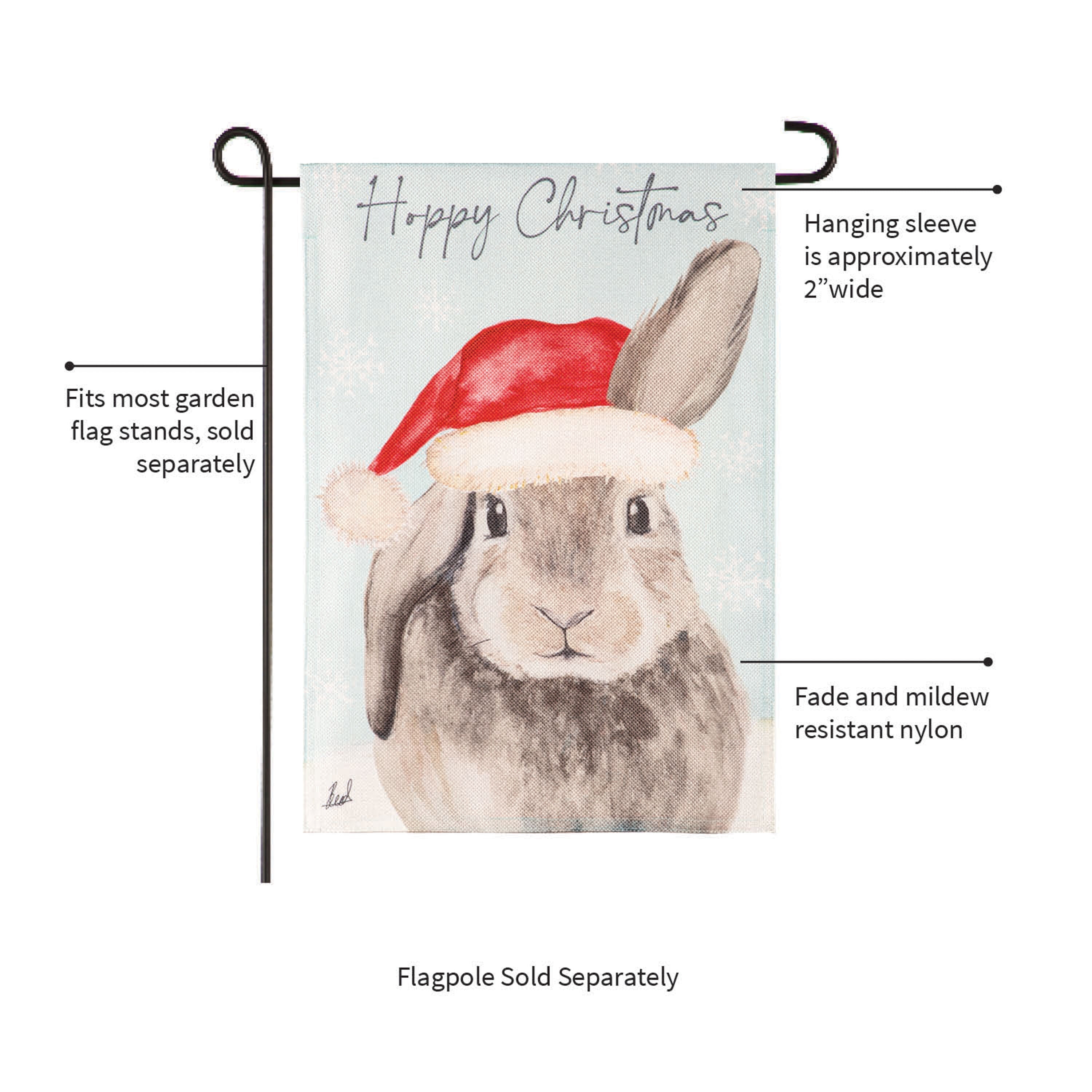 Merry Christmas Bunny Burlap Garden Flag - Sports Gifts, Sports Memorabilia, Sports Collectibles, Fan Shop