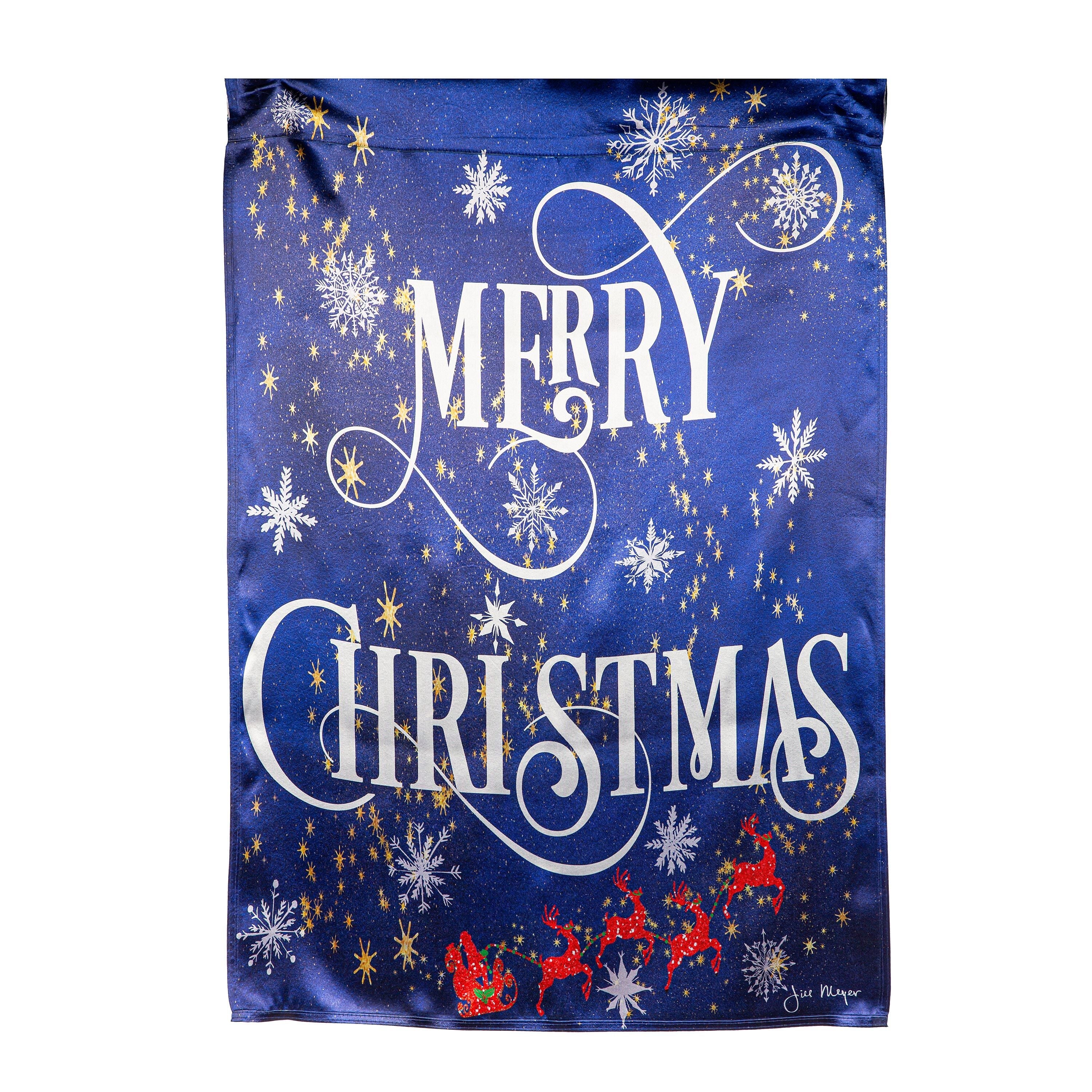 Merry Christmas Snowflake Lustre House Flag