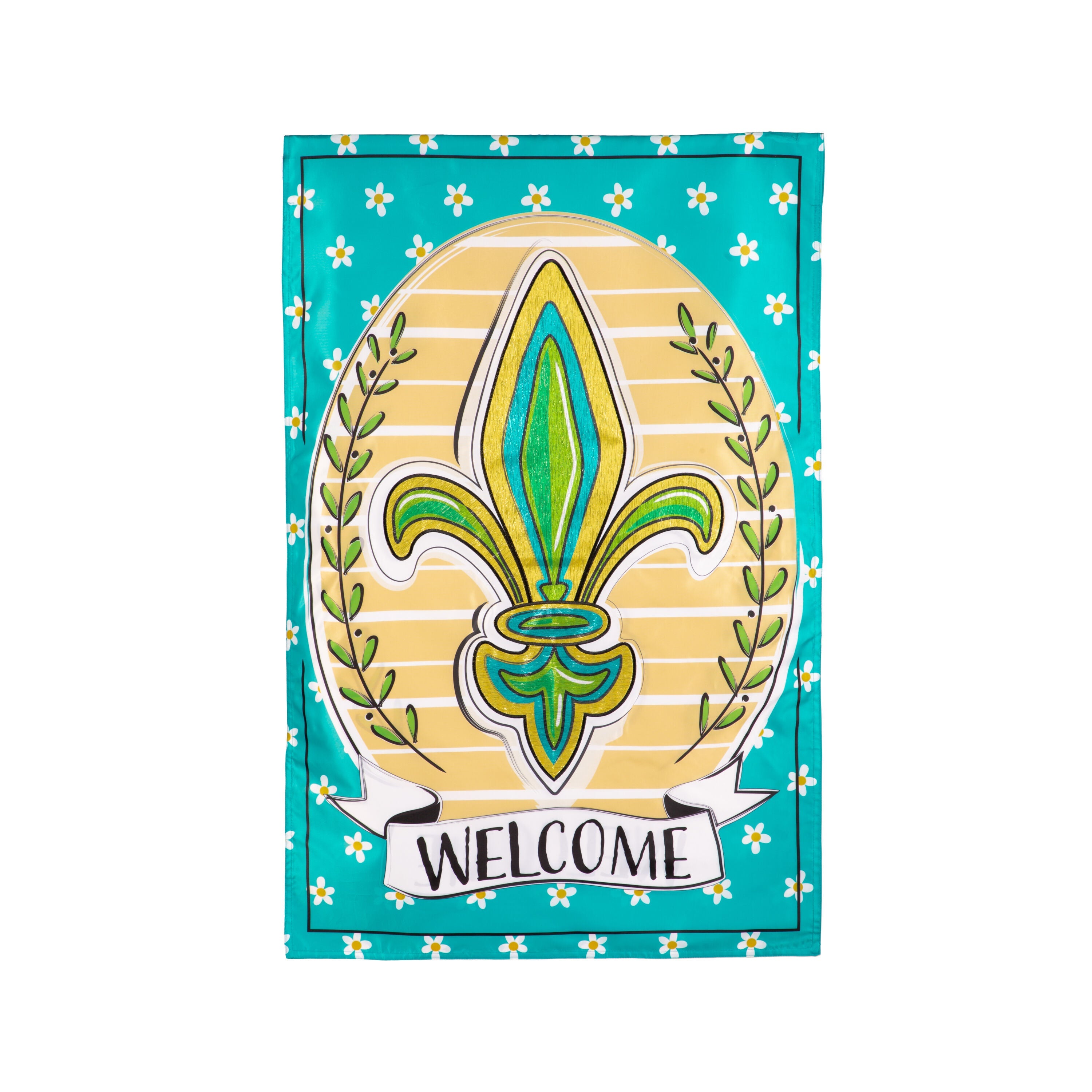 Fleur De Lis Welcome Applique House Flag - Sports Gifts, Sports Memorabilia, Sports Collectibles, Fan Shop