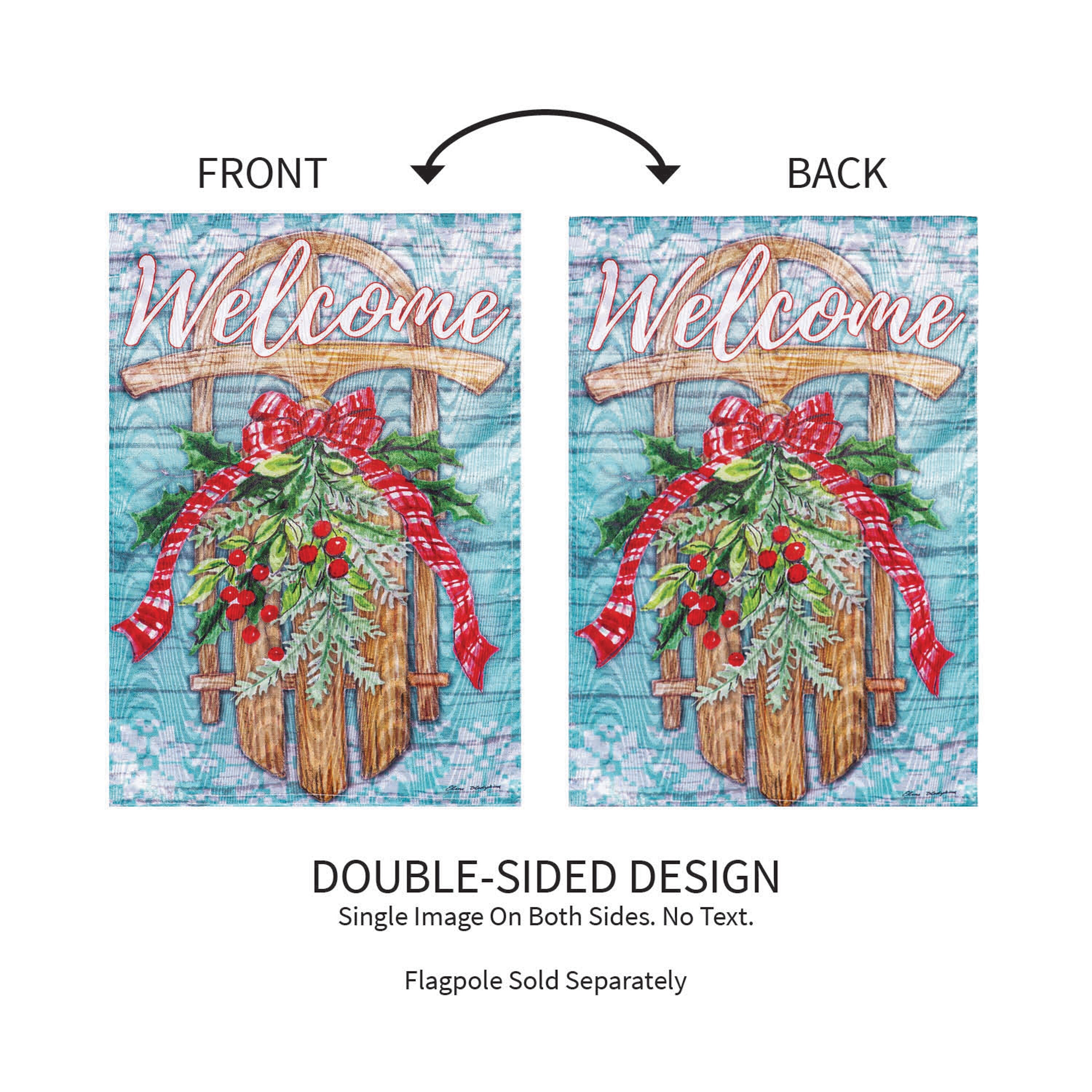 Welcome Sled Moire Garden Flag - Sports Gifts, Sports Memorabilia, Sports Collectibles, Fan Shop