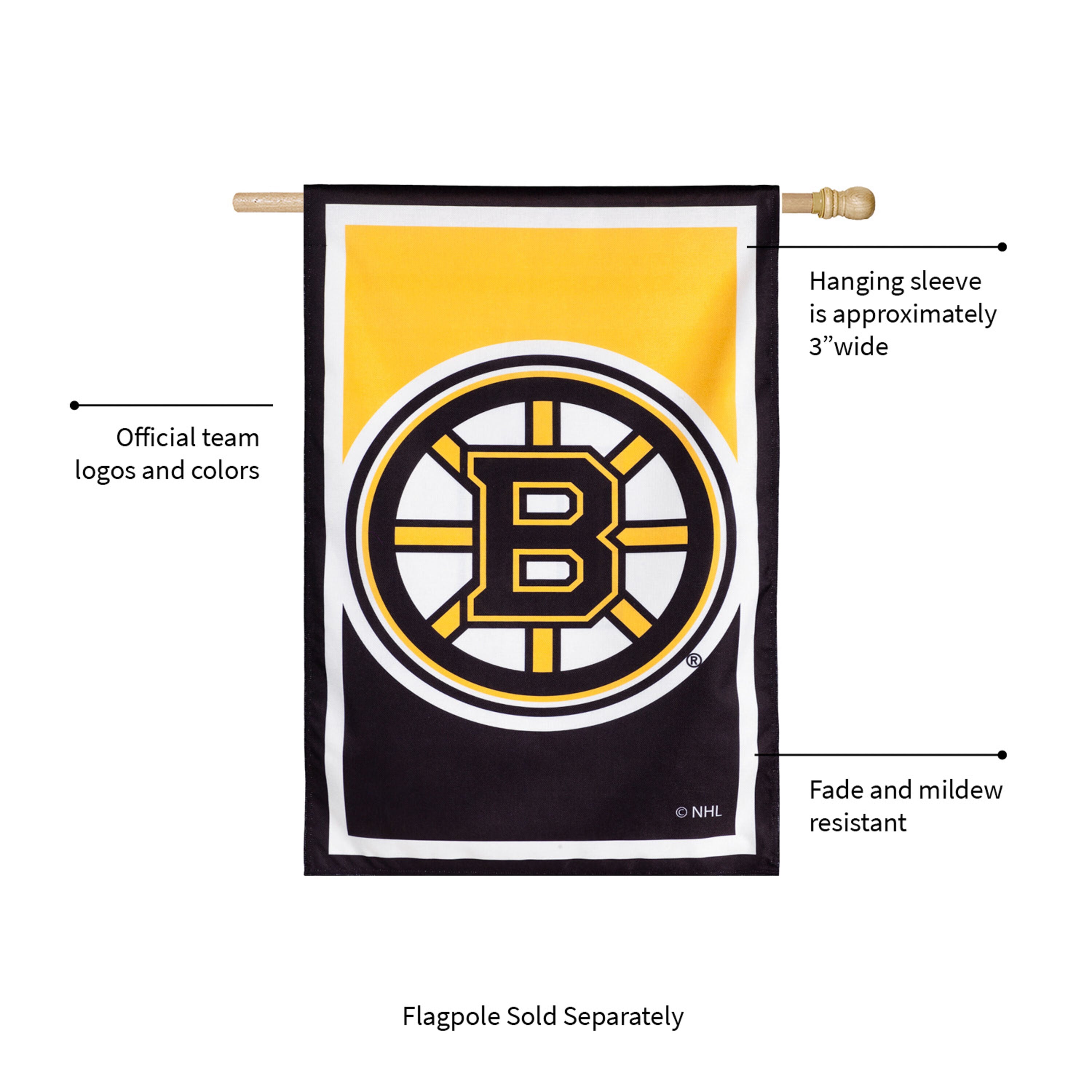 NHL Hockey Burlap House Flag, Boston Bruins - Sports Gifts, Sports Memorabilia, Sports Collectibles, Fan Shop
