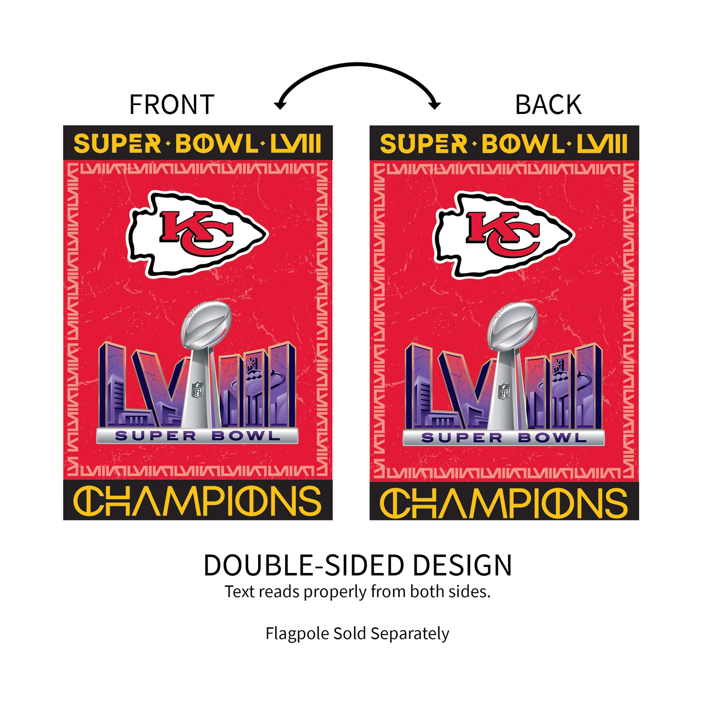Kansas City Chiefs SB58 Champions Embossed Suede House Flag - Sports Gifts, Sports Memorabilia, Sports Collectibles, Fan Shop