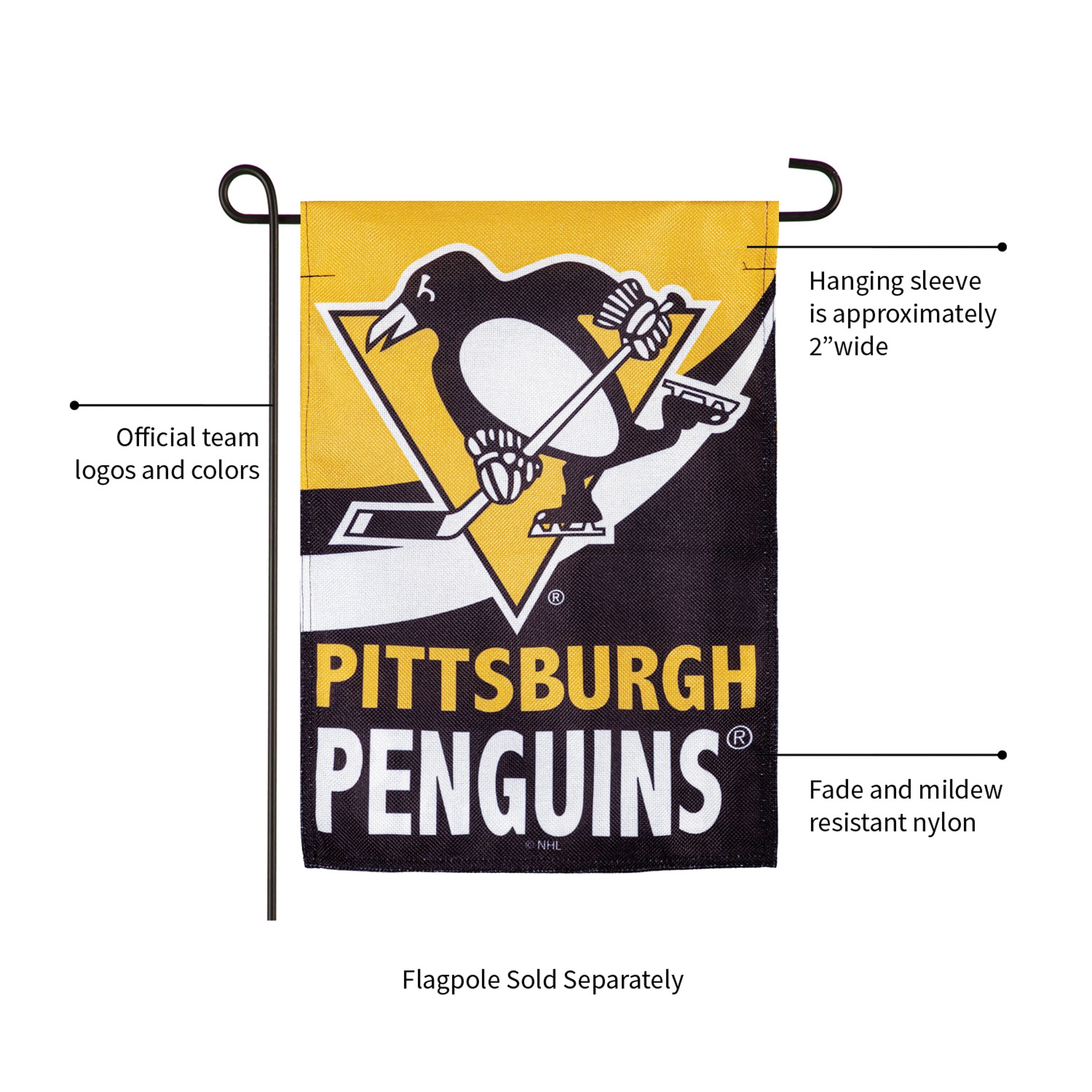 NHL Hockey Burlap Garden Flag, Pittsburgh Penguins - Sports Gifts, Sports Memorabilia, Sports Collectibles, Fan Shop