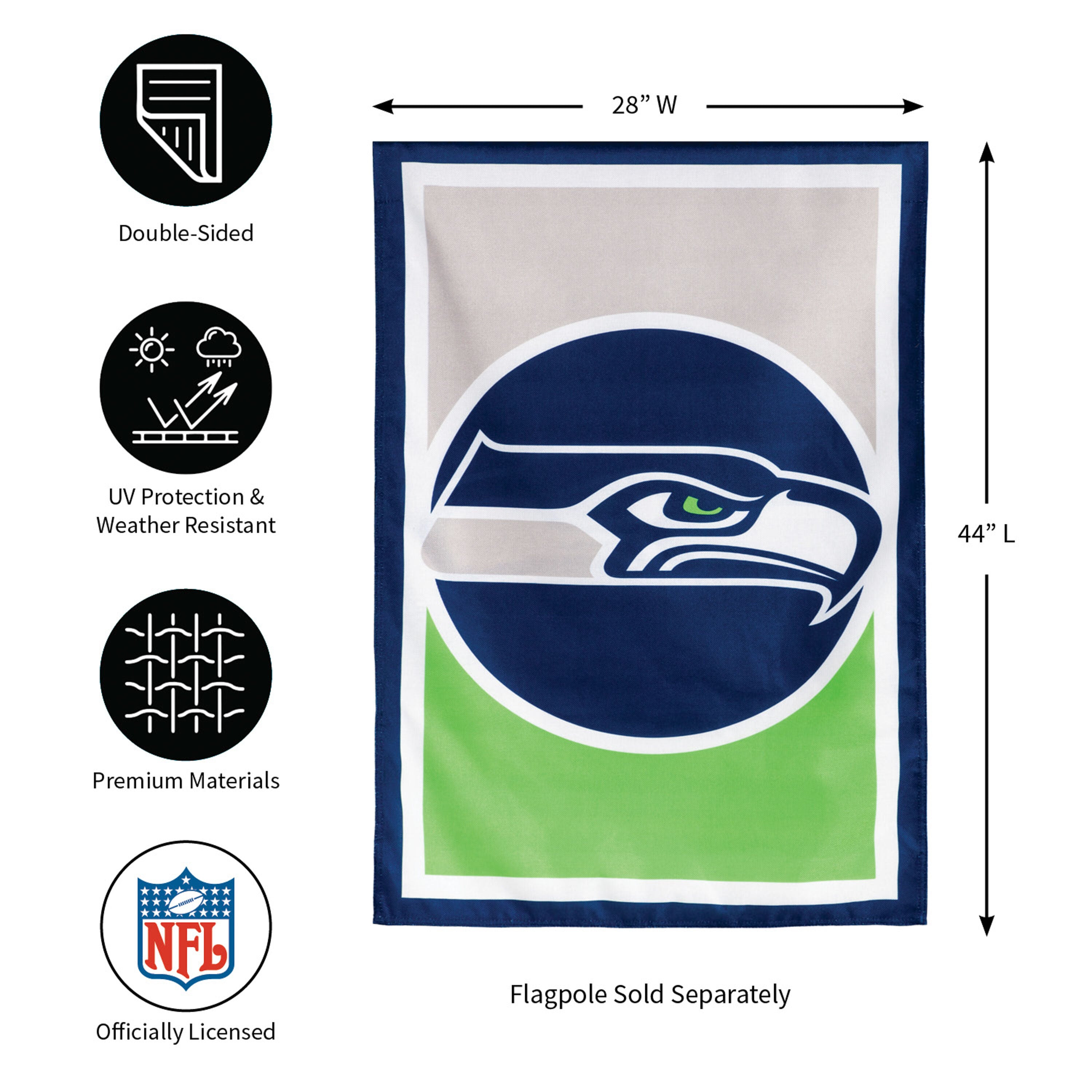 Flag, DS Burlap, Reg, Seattle Seahawks - Sports Gifts, Sports Memorabilia, Sports Collectibles, Fan Shop