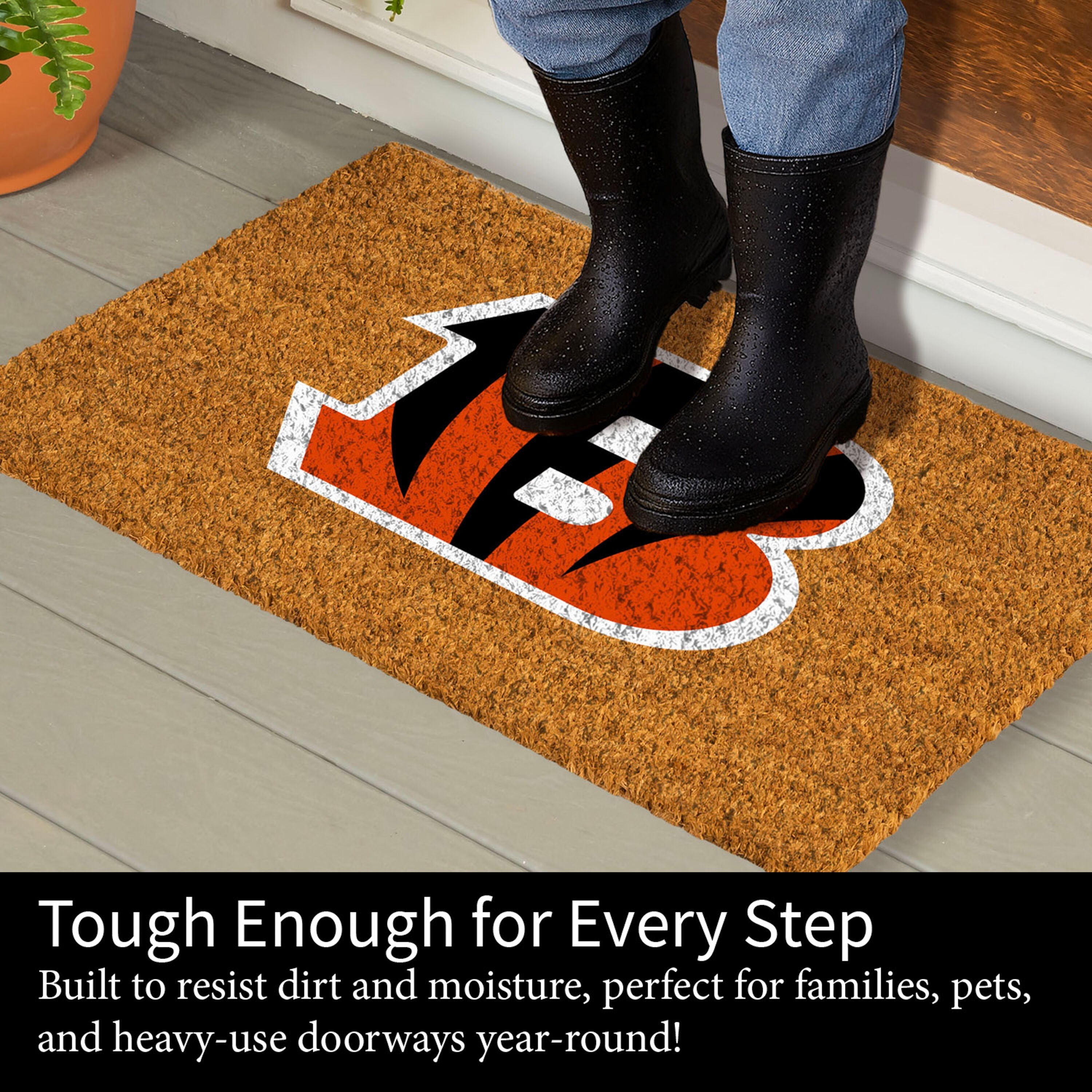 Coir Mat, 16"x28", Cincinnati Bengals - Sports Gifts, Sports Memorabilia, Sports Collectibles, Fan Shop