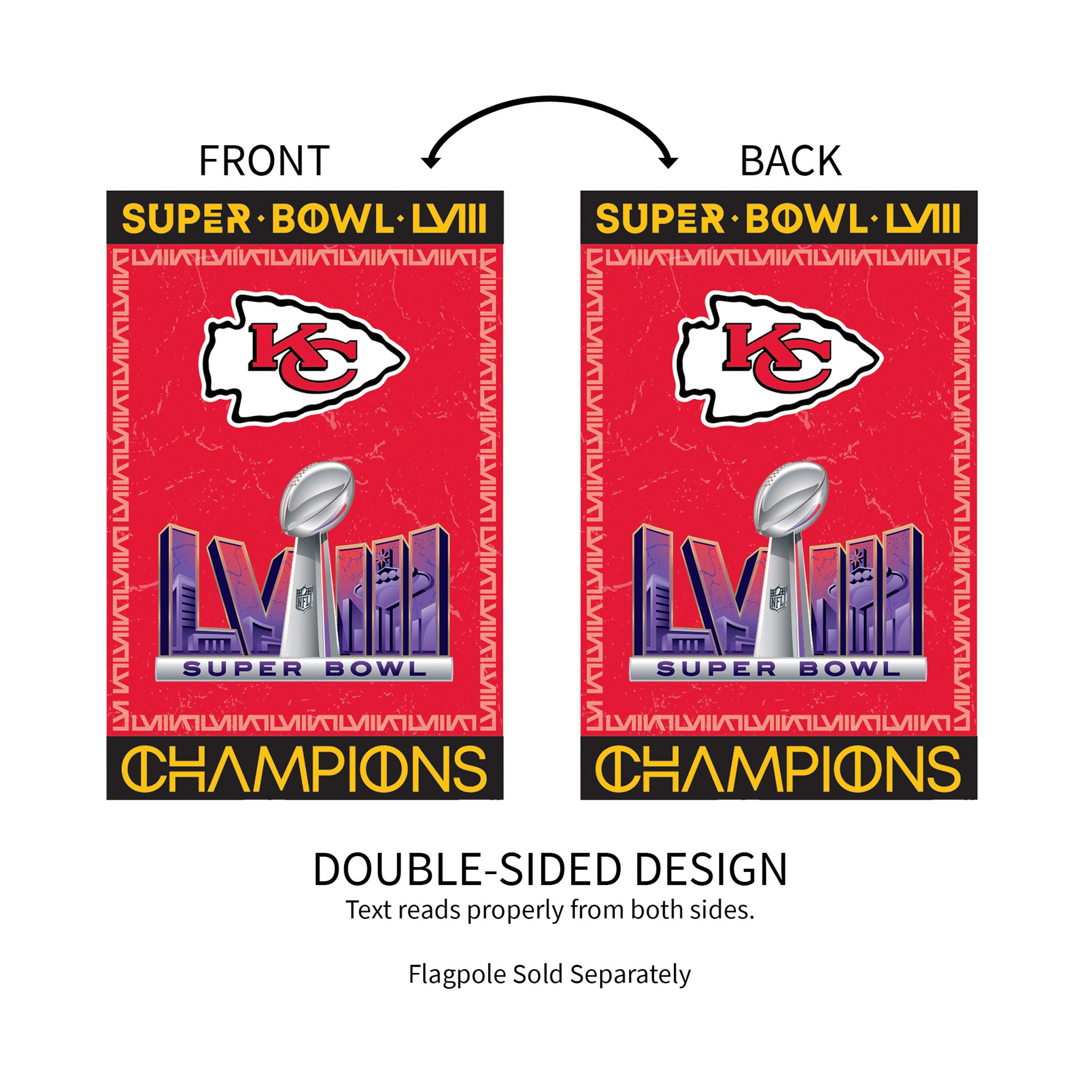 Kansas City Chiefs SB58 Champions Embossed Suede Flag - Sports Gifts, Sports Memorabilia, Sports Collectibles, Fan Shop