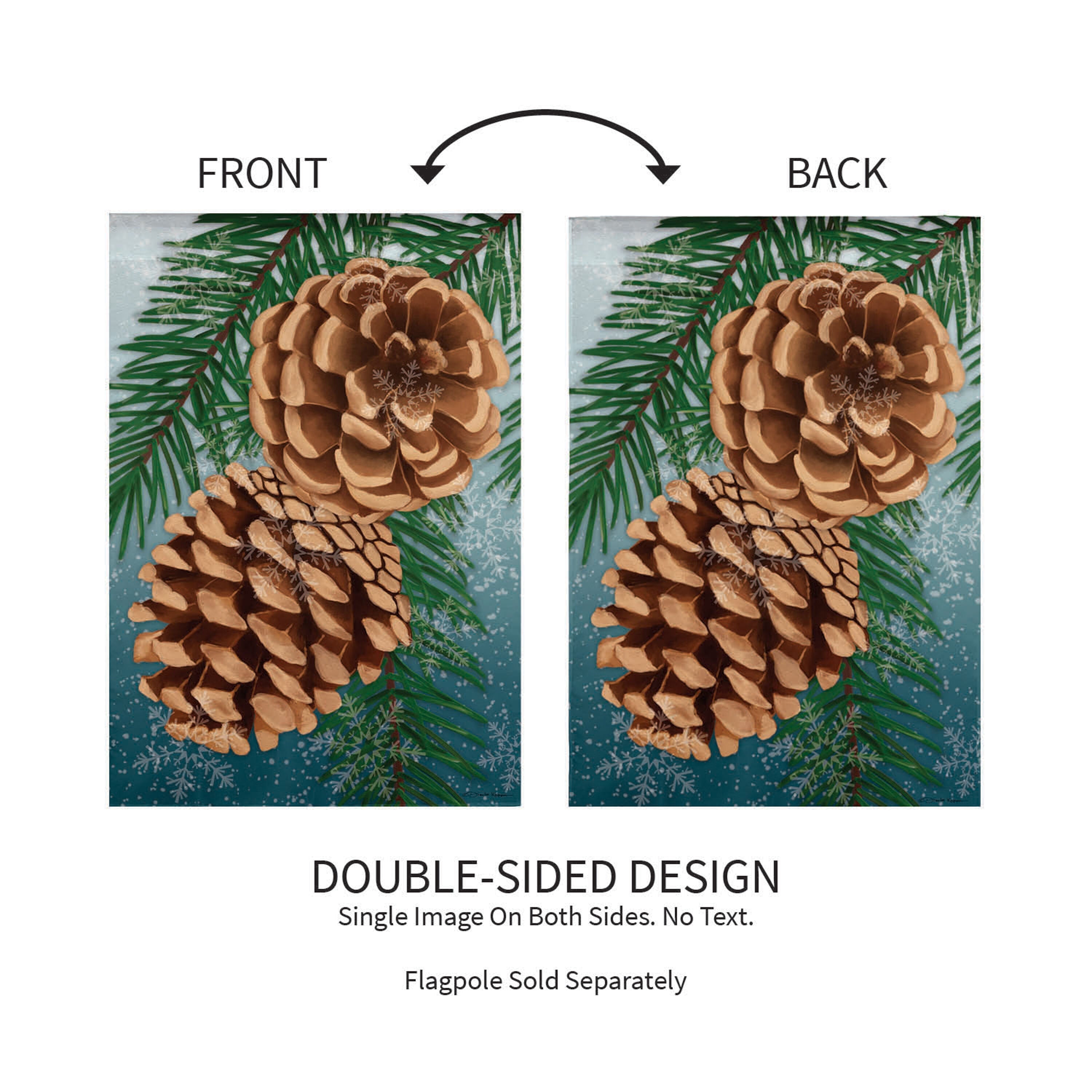 Winter Pine Cone Suede Garden Flag - Sports Gifts, Sports Memorabilia, Sports Collectibles, Fan Shop