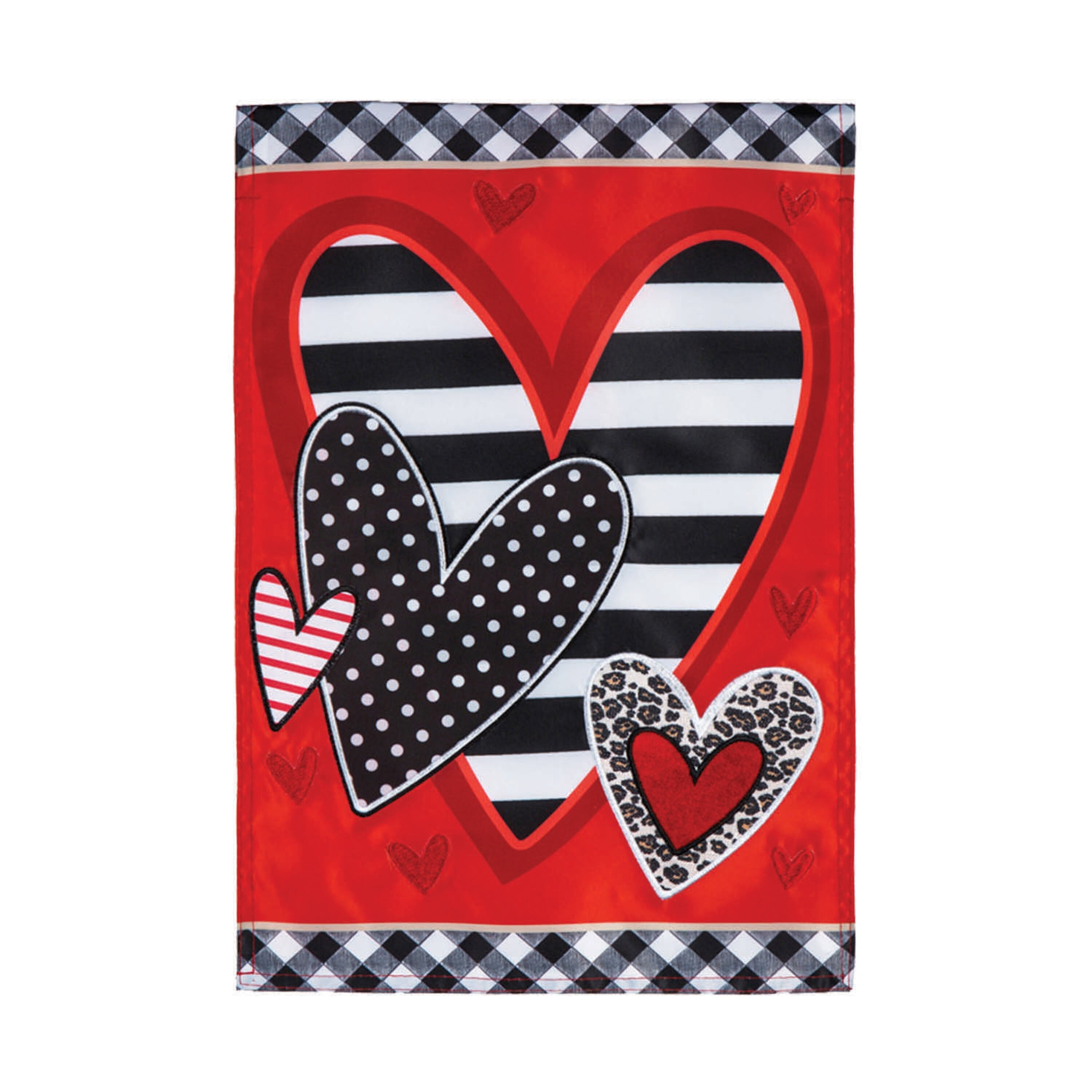 Patterned Heart Applique Garden Flag - Sports Gifts, Sports Memorabilia, Sports Collectibles, Fan Shop