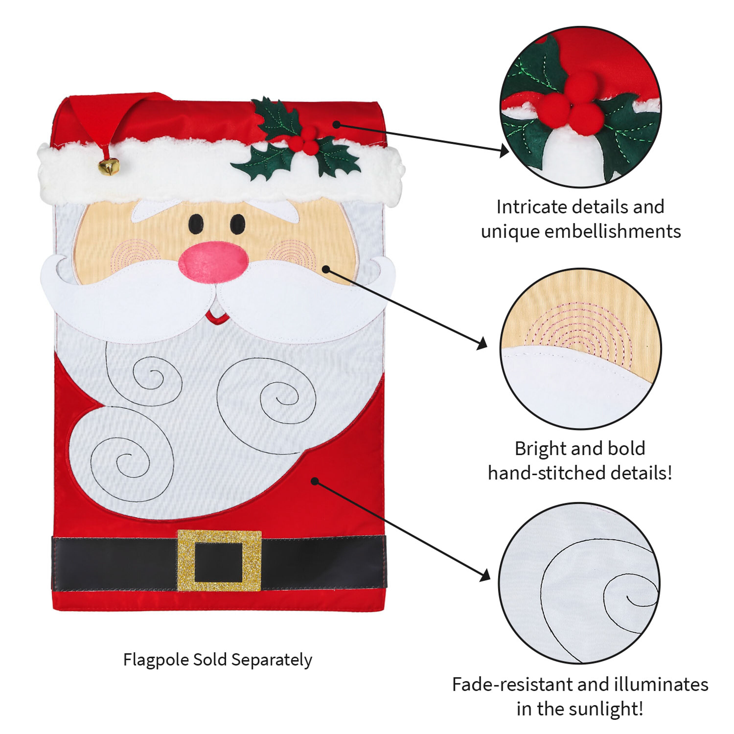 Santa Claus Garden Applique Flag - Sports Gifts, Sports Memorabilia, Sports Collectibles, Fan Shop