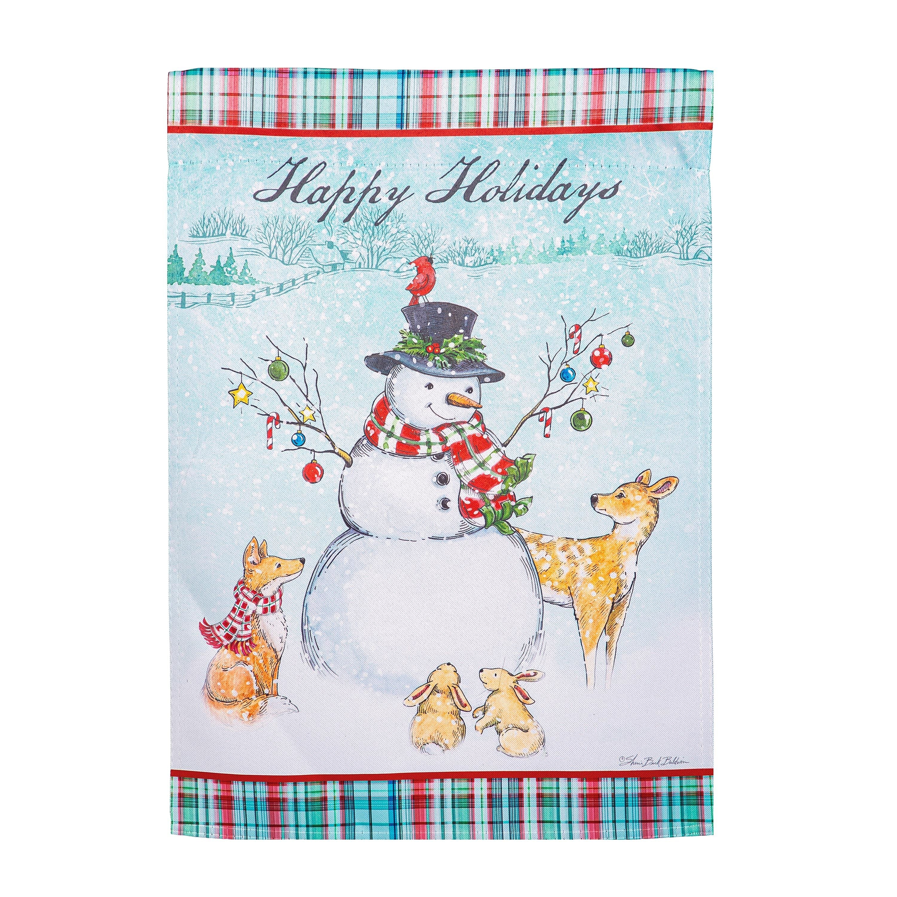 Snowman Holiday Reversible Suede Garden Flag