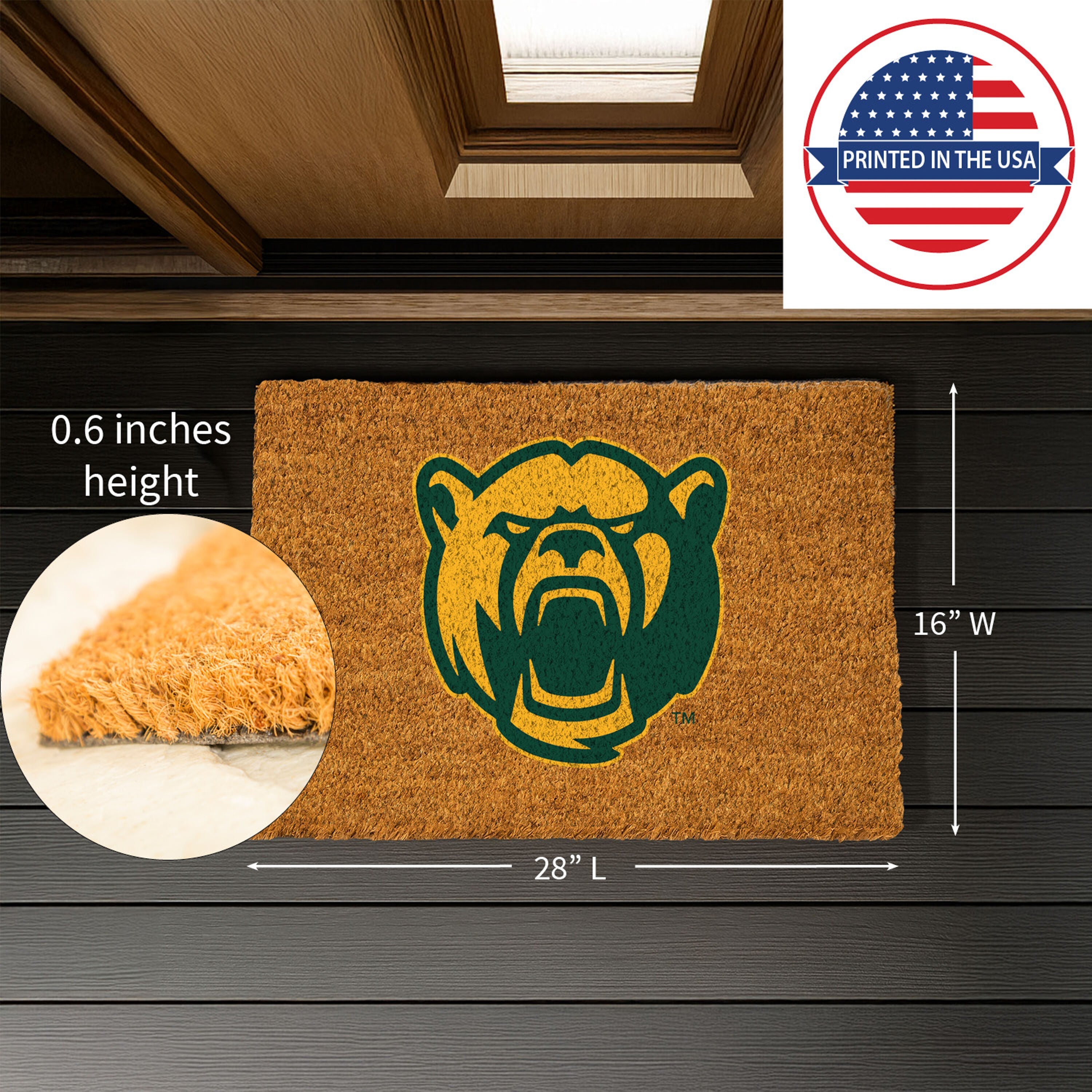 Coir Mat, 16"x28", Baylor University - Sports Gifts, Sports Memorabilia, Sports Collectibles, Fan Shop